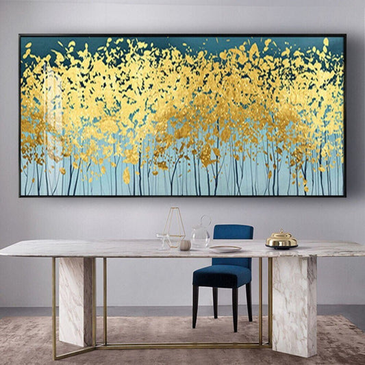 Large Green Gold Forest Abstract Modern Wall Art