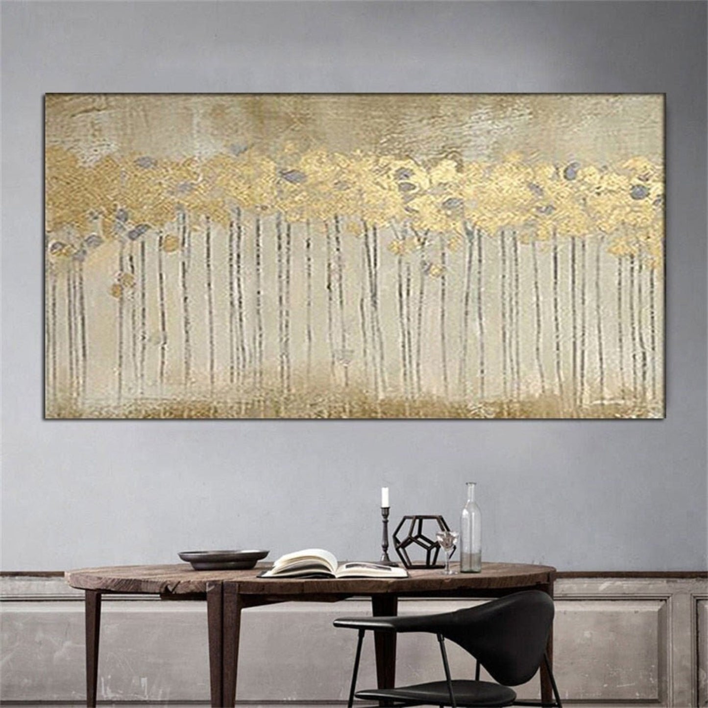 Abstract Gold Foil Tree 100% Hand Painted Wall Art