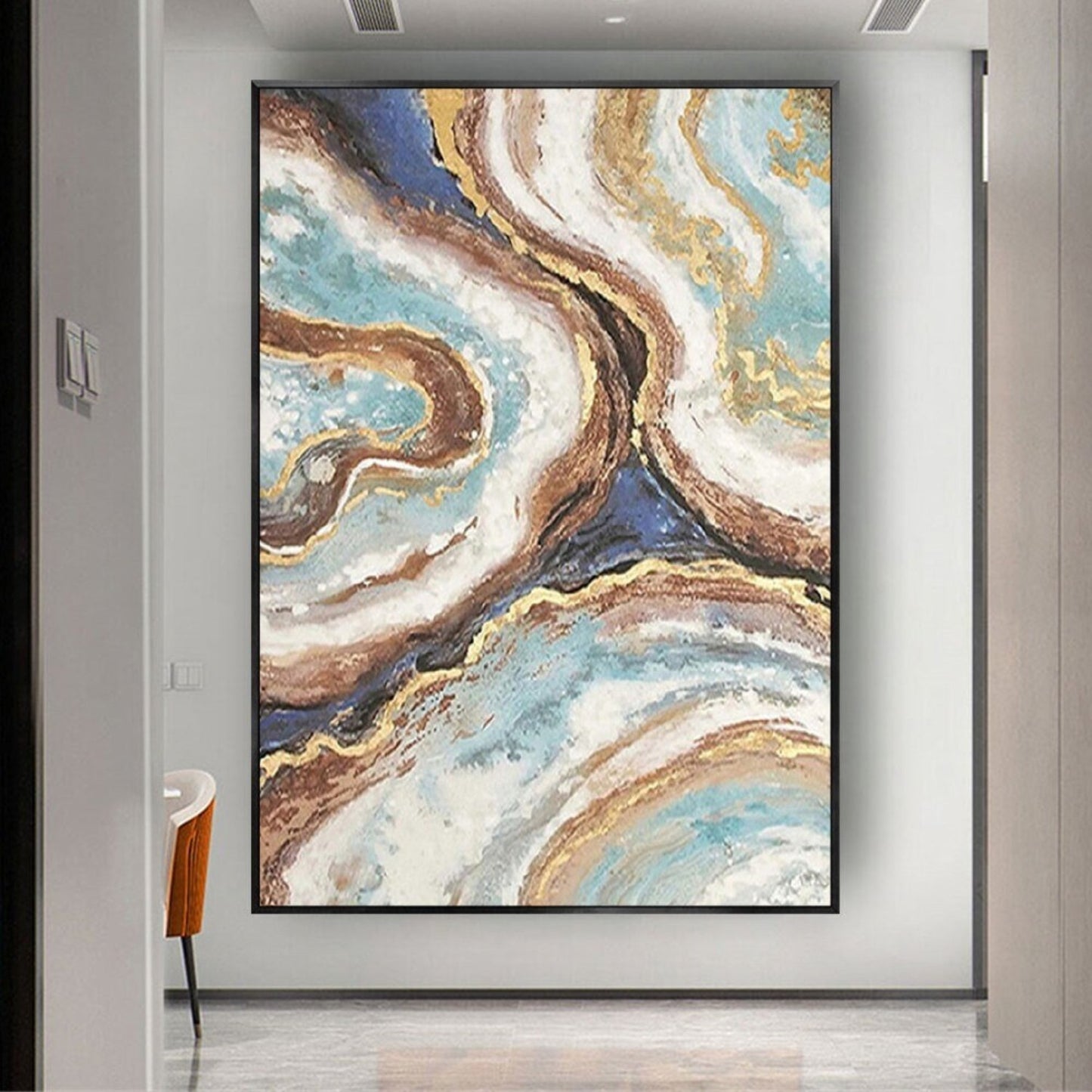 Abstract Gold Foil Fluid Hand Painted Wall Artwork