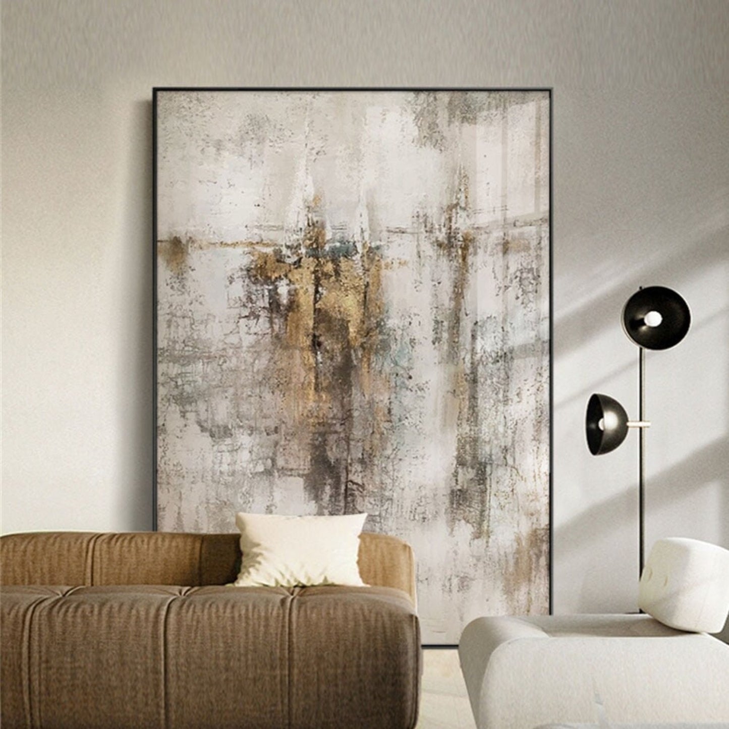 Large Grey Brown 100% Hand Painted Textured Art