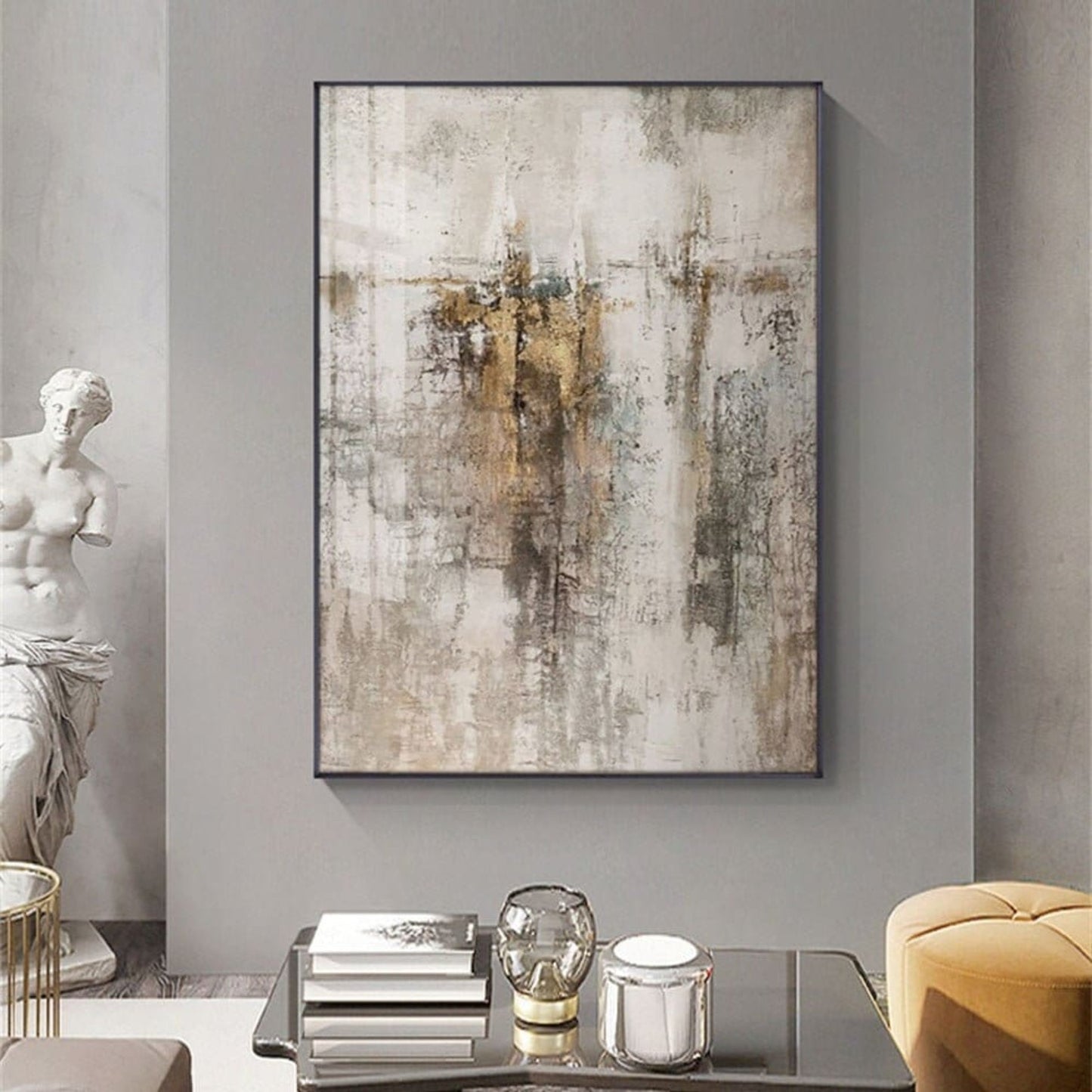 Large Grey Brown 100% Hand Painted Textured Art