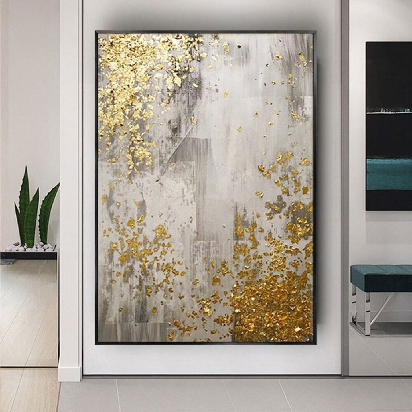 Gold Foil 100% Hand Painted Luxurious Wall Decor