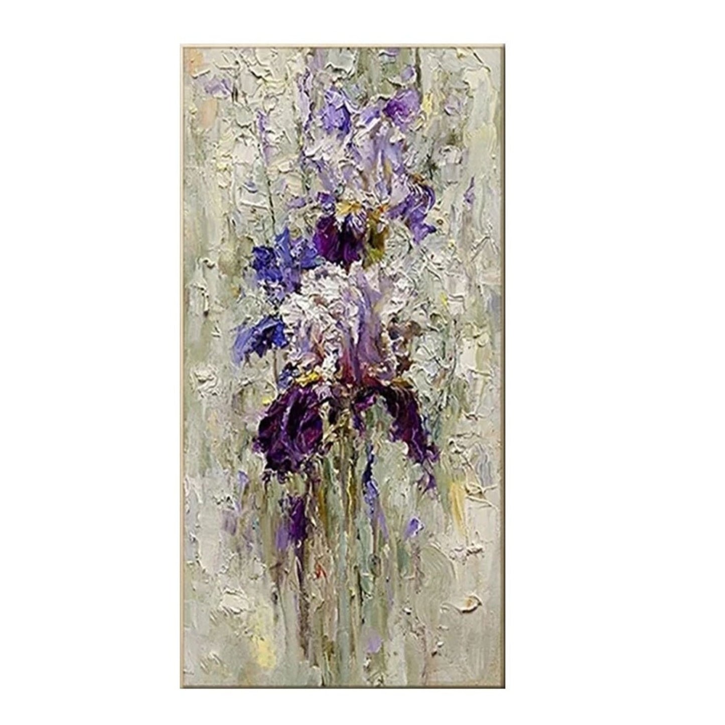 Abstract Violet Flowers 100% Hand Painted Wall Art