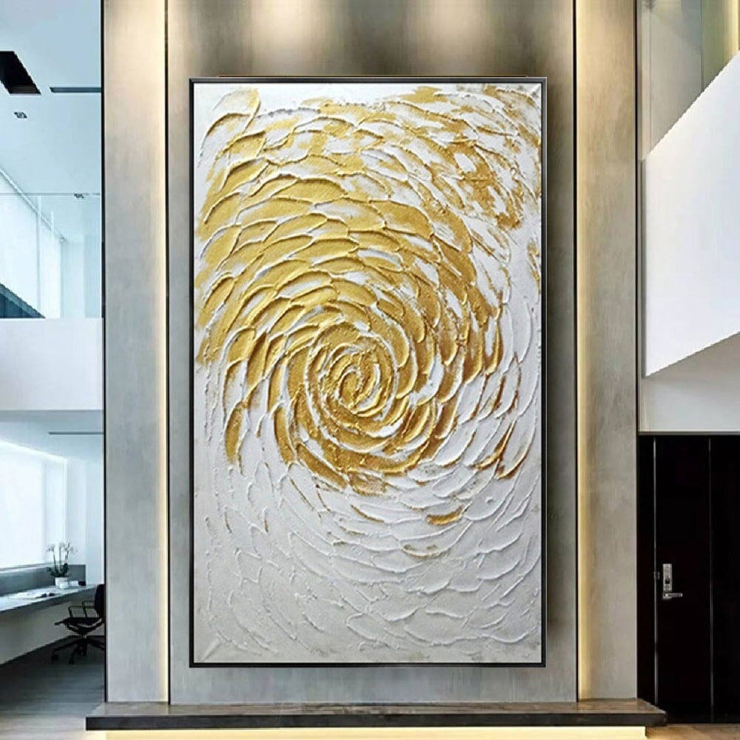 Gold White Cyclone 100% Hand Painted Textured Art
