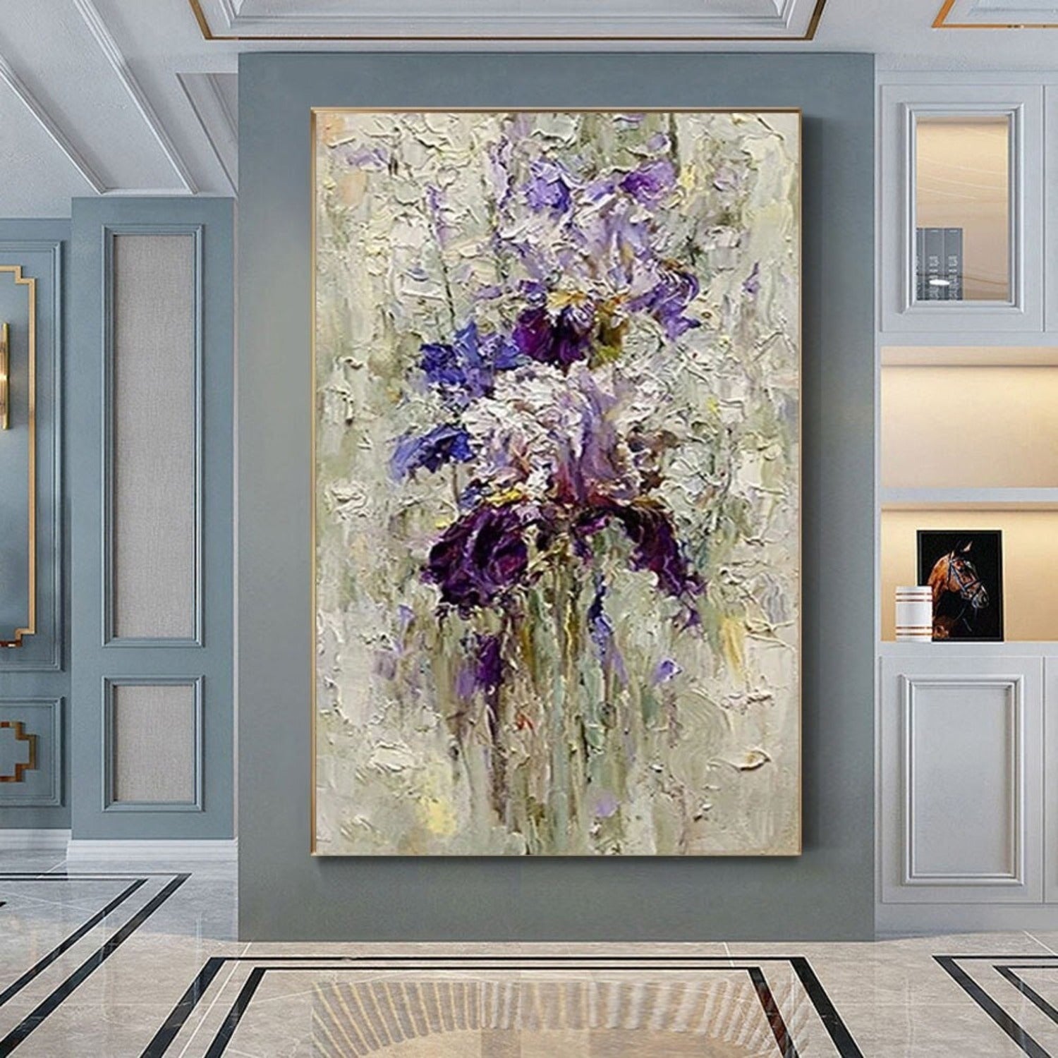 Abstract Violet Flowers 100% Hand Painted Wall Art