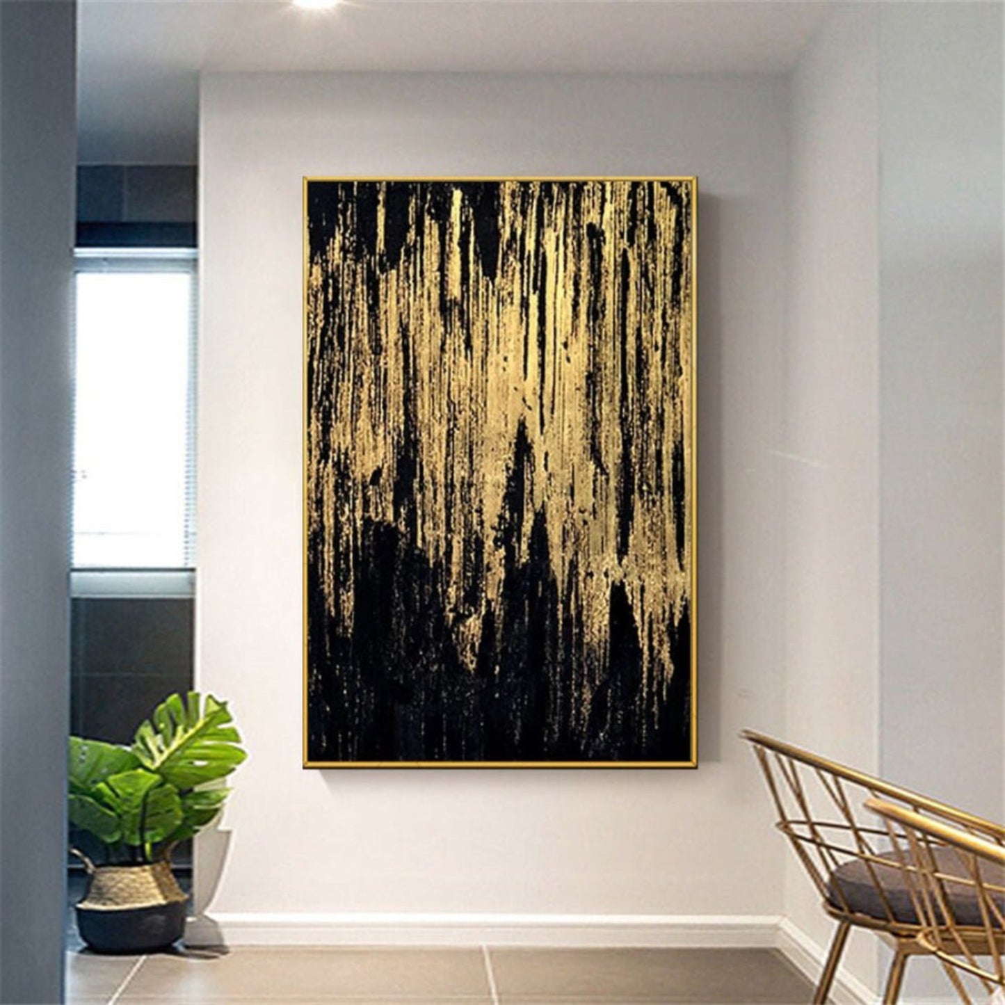 Classical Gold Foil 100% Hand Painted Abstract Art