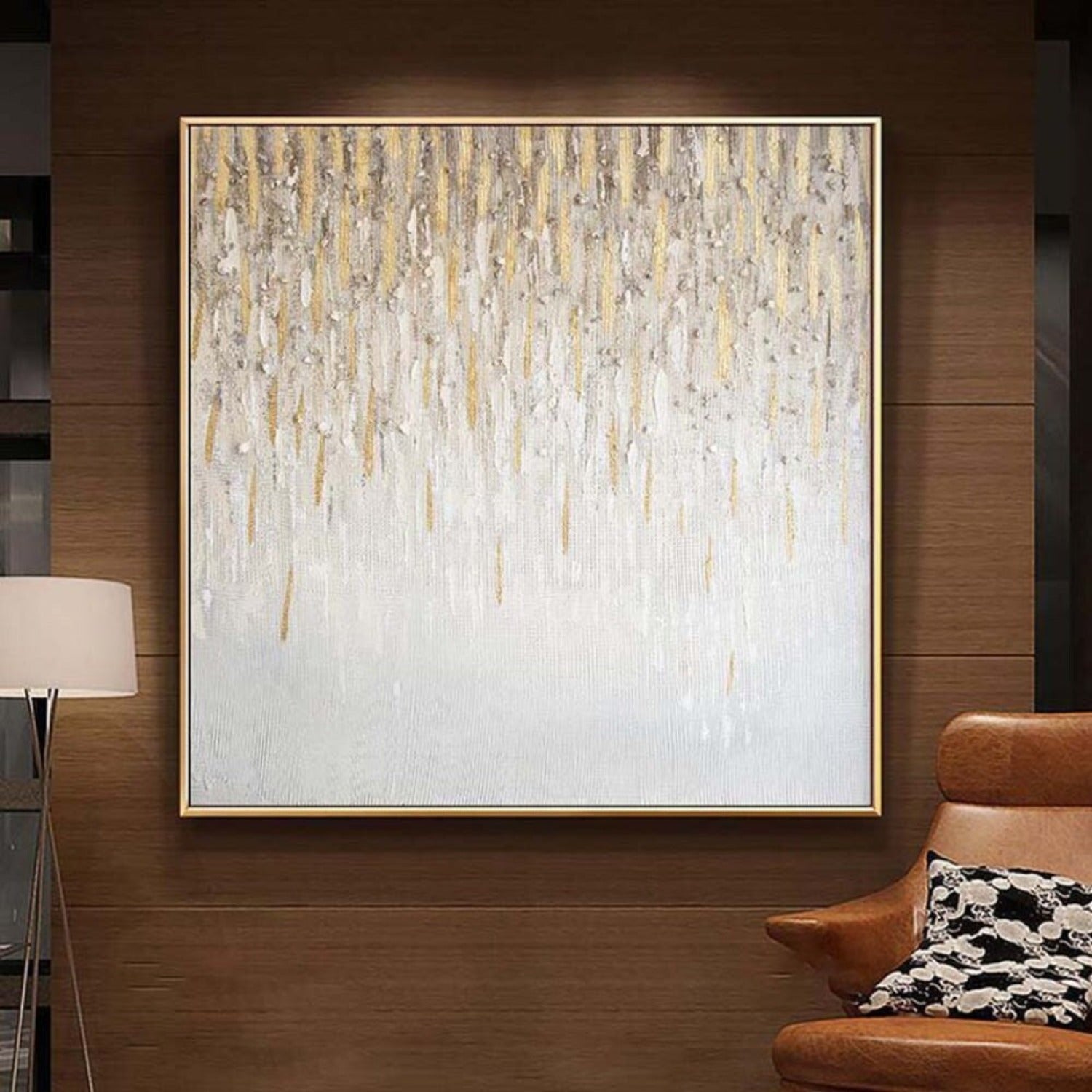 Nordic Raindrops Gold Foil Modern Texture Painting