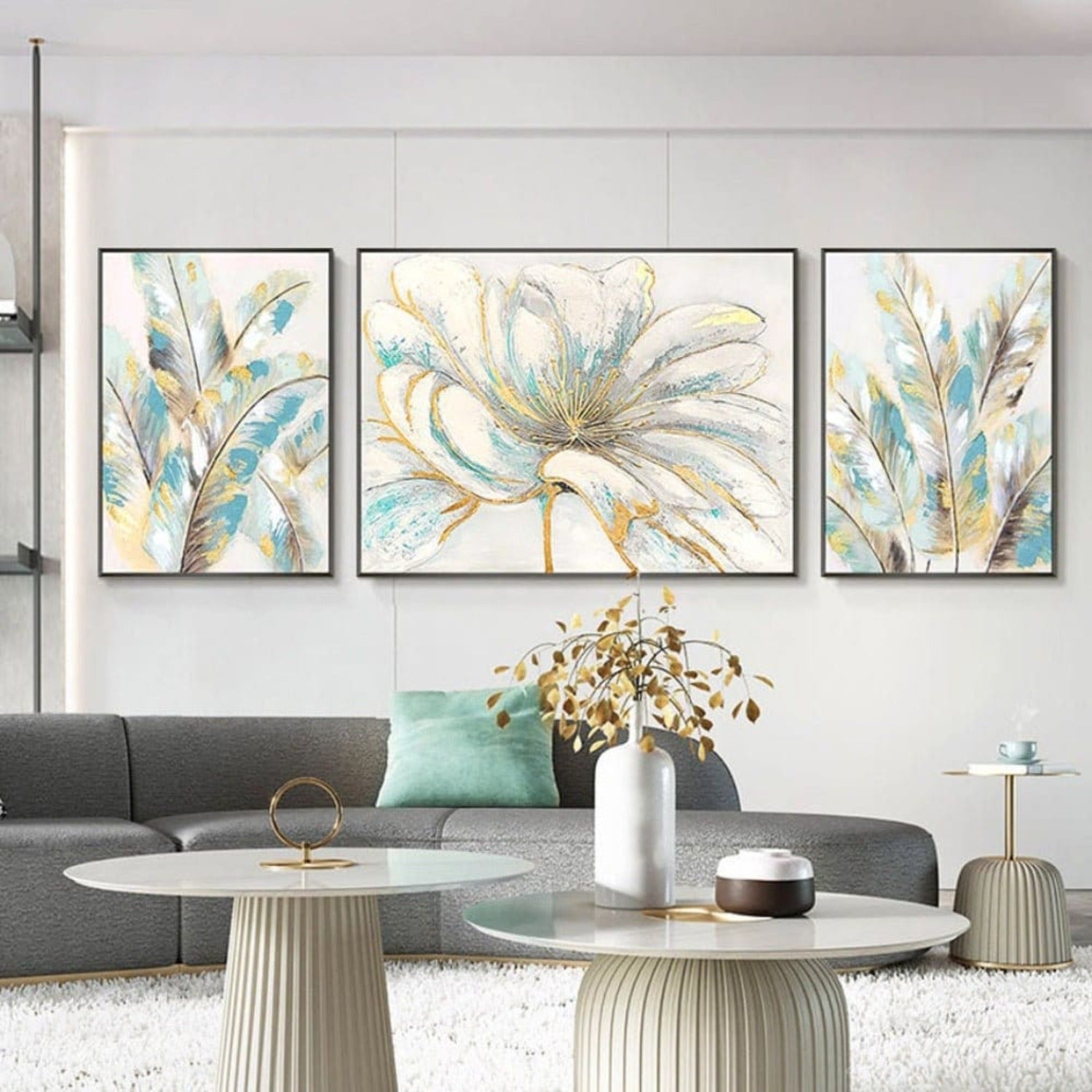 Set of 3 Canvas 100% Hand Painted Floral Fine Art
