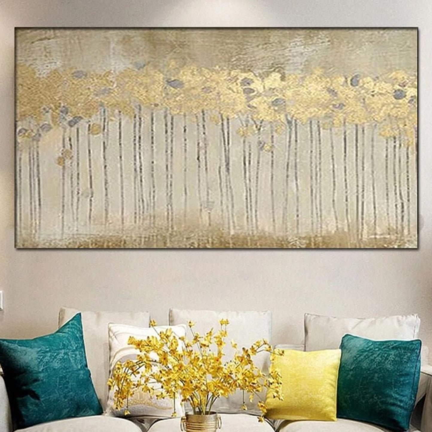 Abstract Gold Foil Tree 100% Hand Painted Wall Art