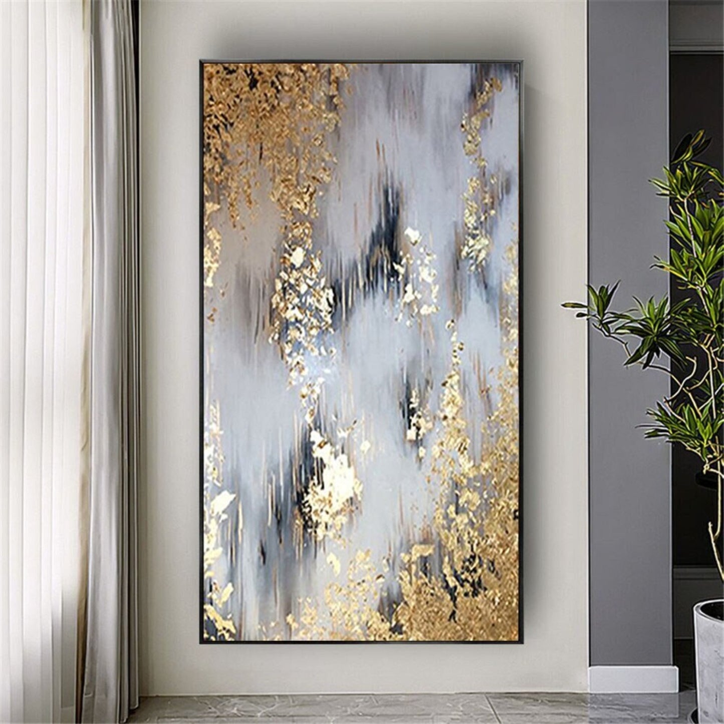 Beautiful Gold Foil 100% Hand Painted Arylic Art