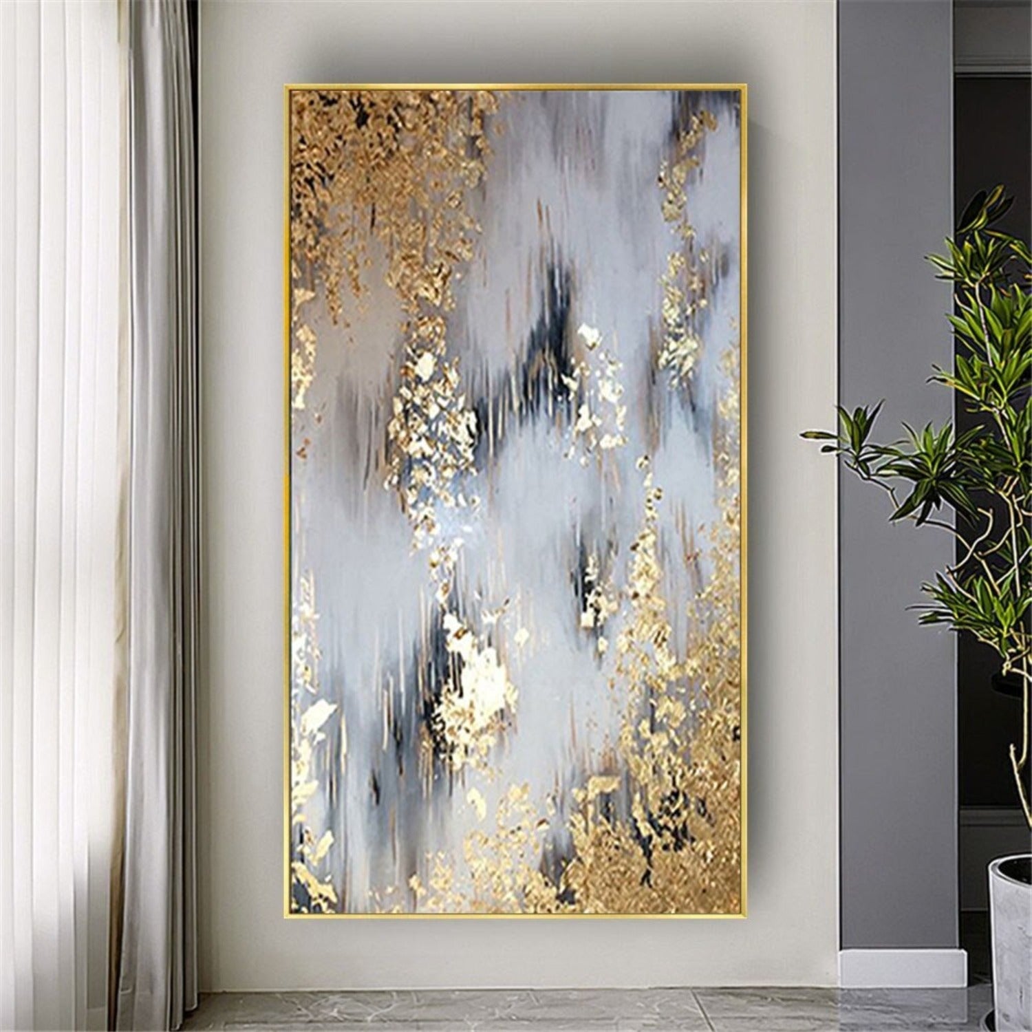 Beautiful Gold Foil 100% Hand Painted Arylic Art
