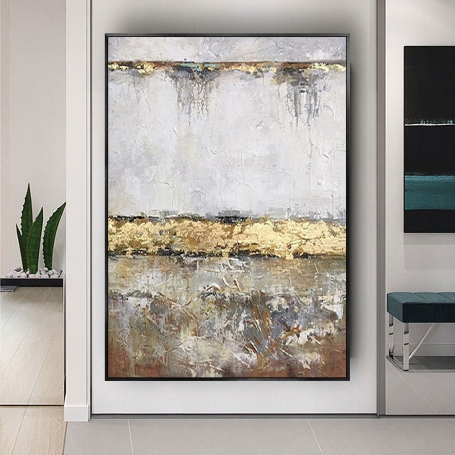 Golden River 100% Hand Painted Minimalist Painting