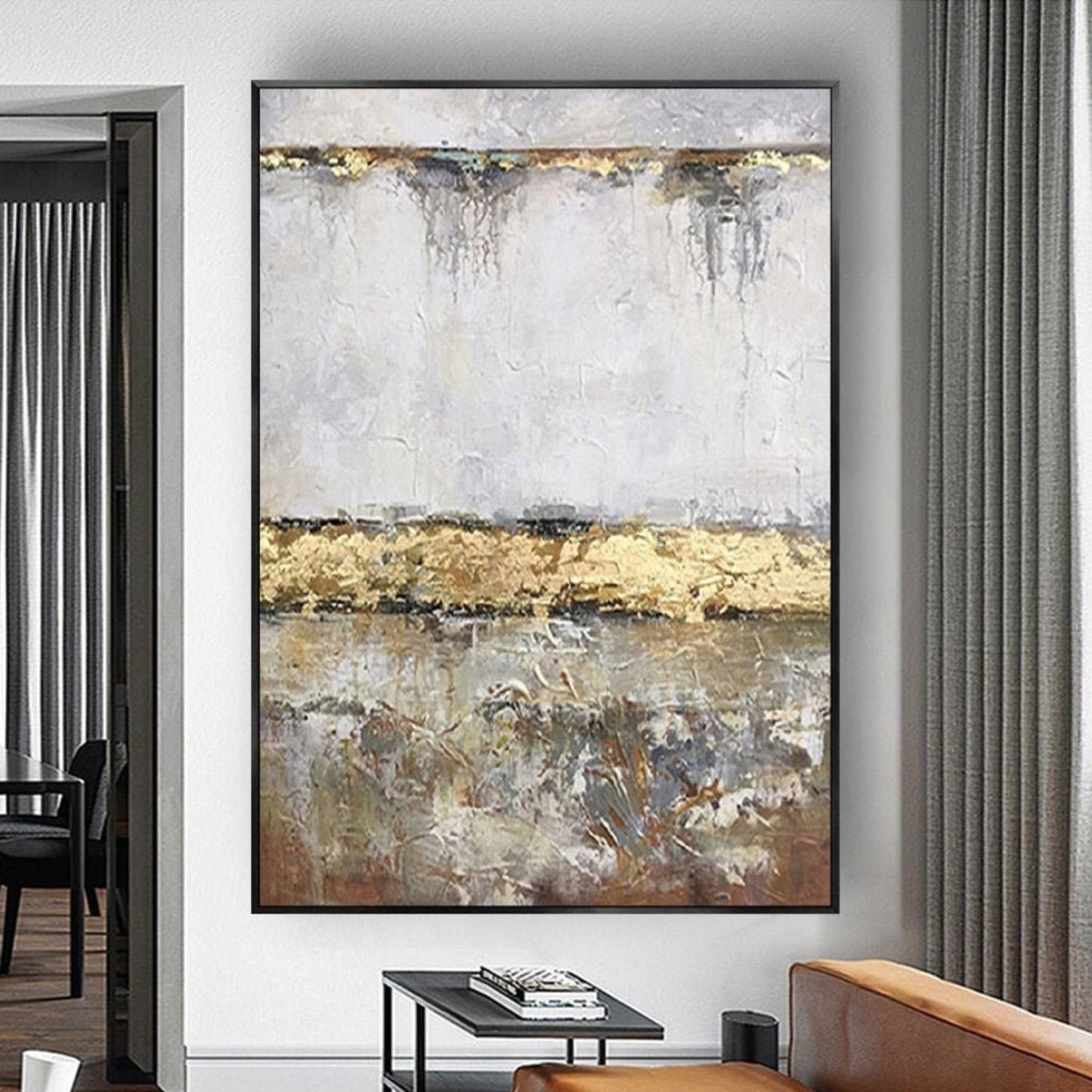 Golden River 100% Hand Painted Minimalist Painting