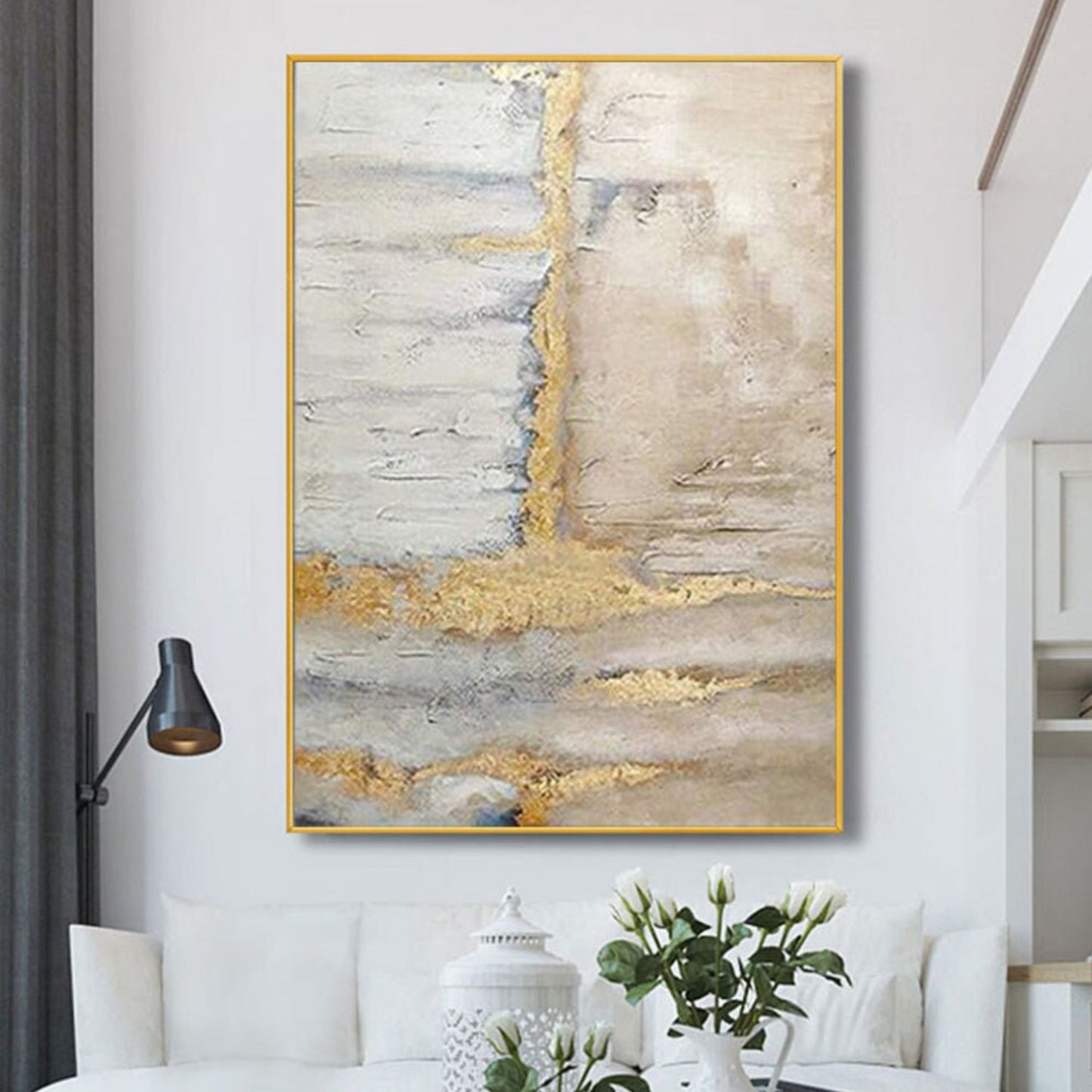 Contemporary Gold Cloud 100% Hand Painted Art