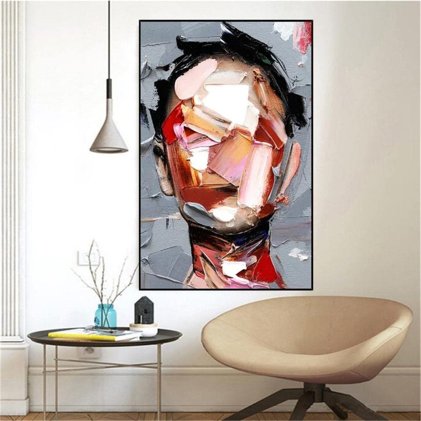 Palette Knife 100% Hand Painted Facial Wall Art