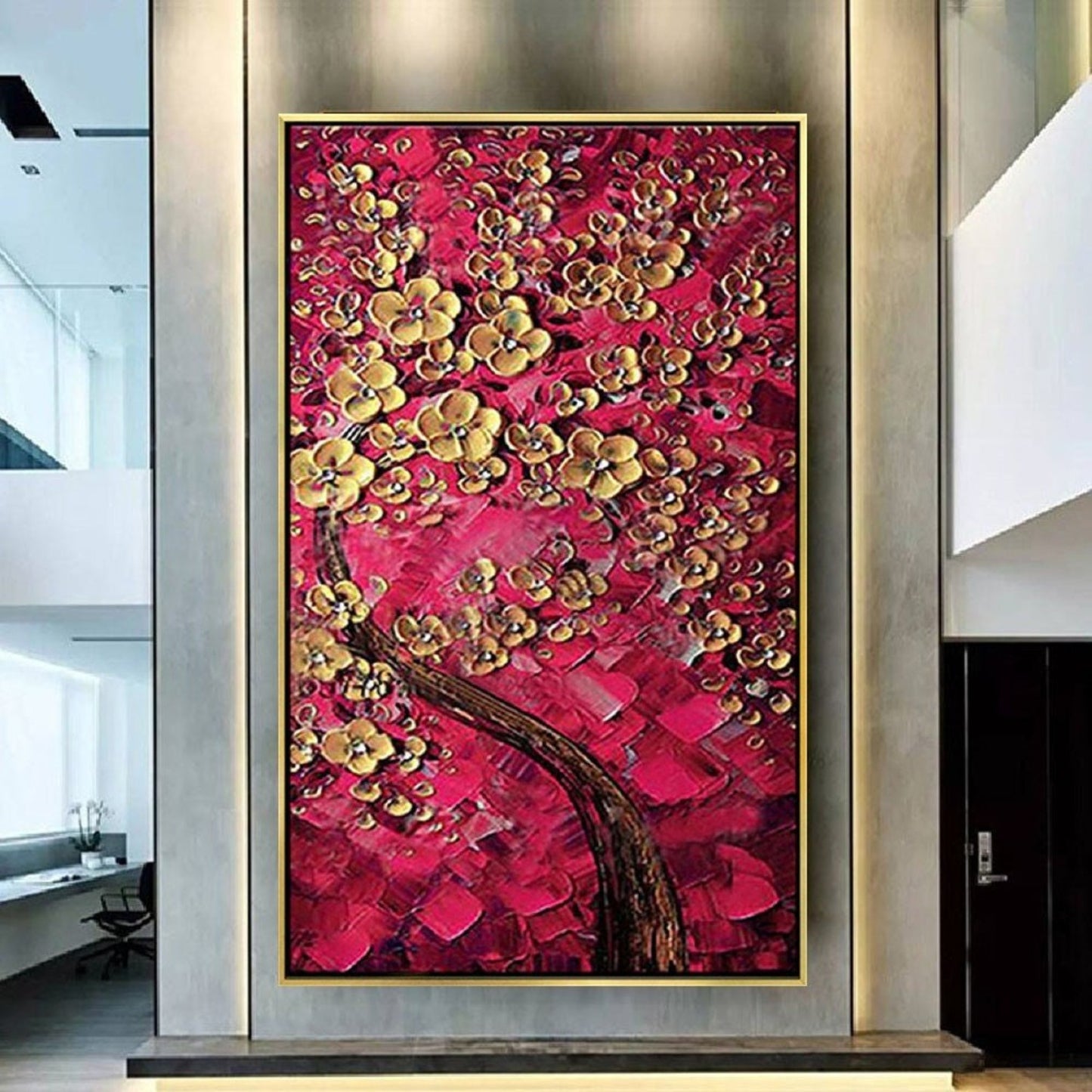 Yellow Floral Tree 100% Hand Painted Textured Art