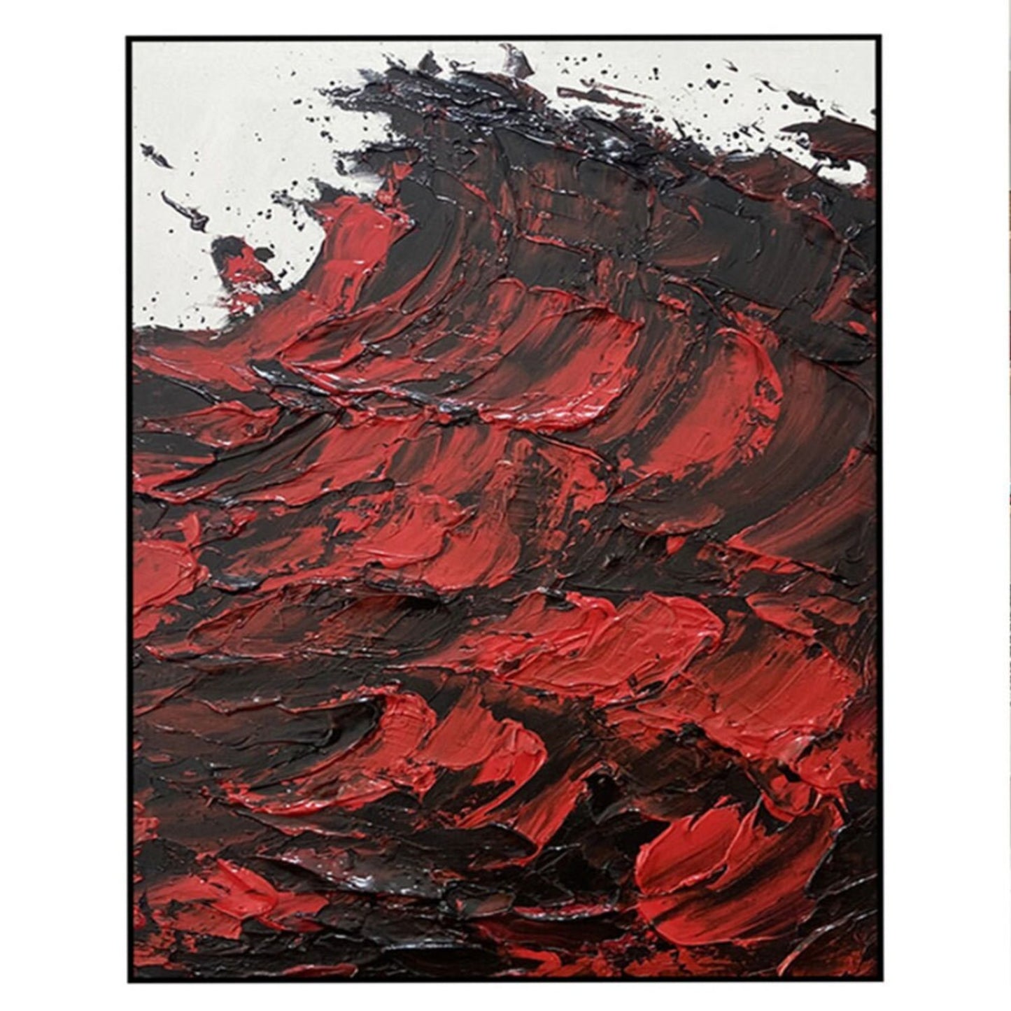 Red Black Palette Knife 100% Hand Painted Artwork