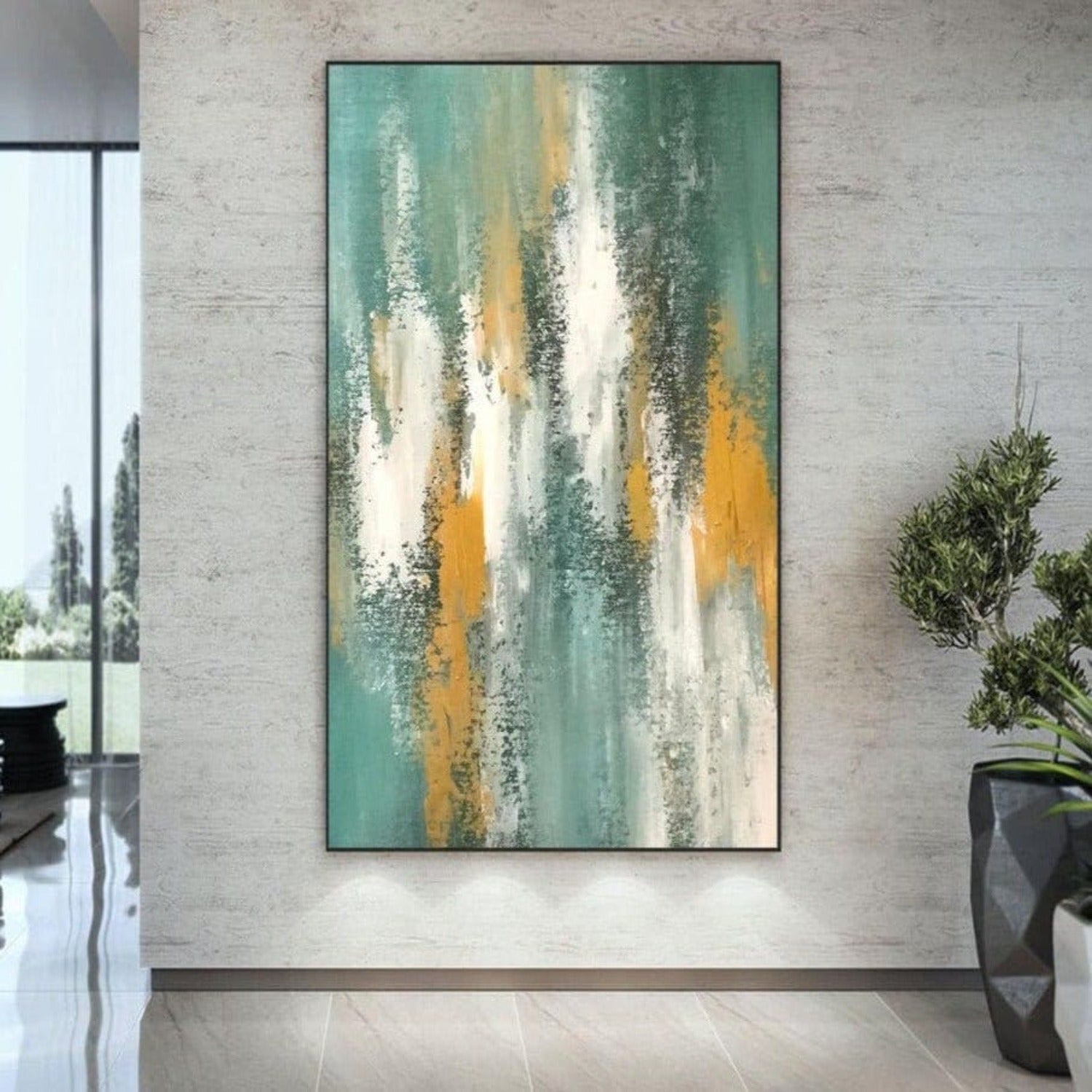 Abstract Green Concrete Style Textured Painting
