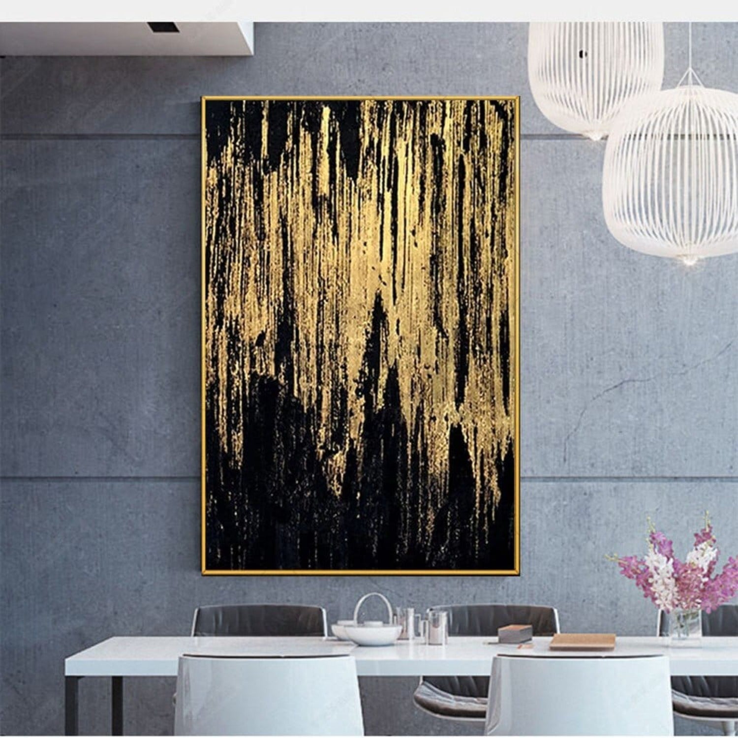 Classical Gold Foil 100% Hand Painted Abstract Art