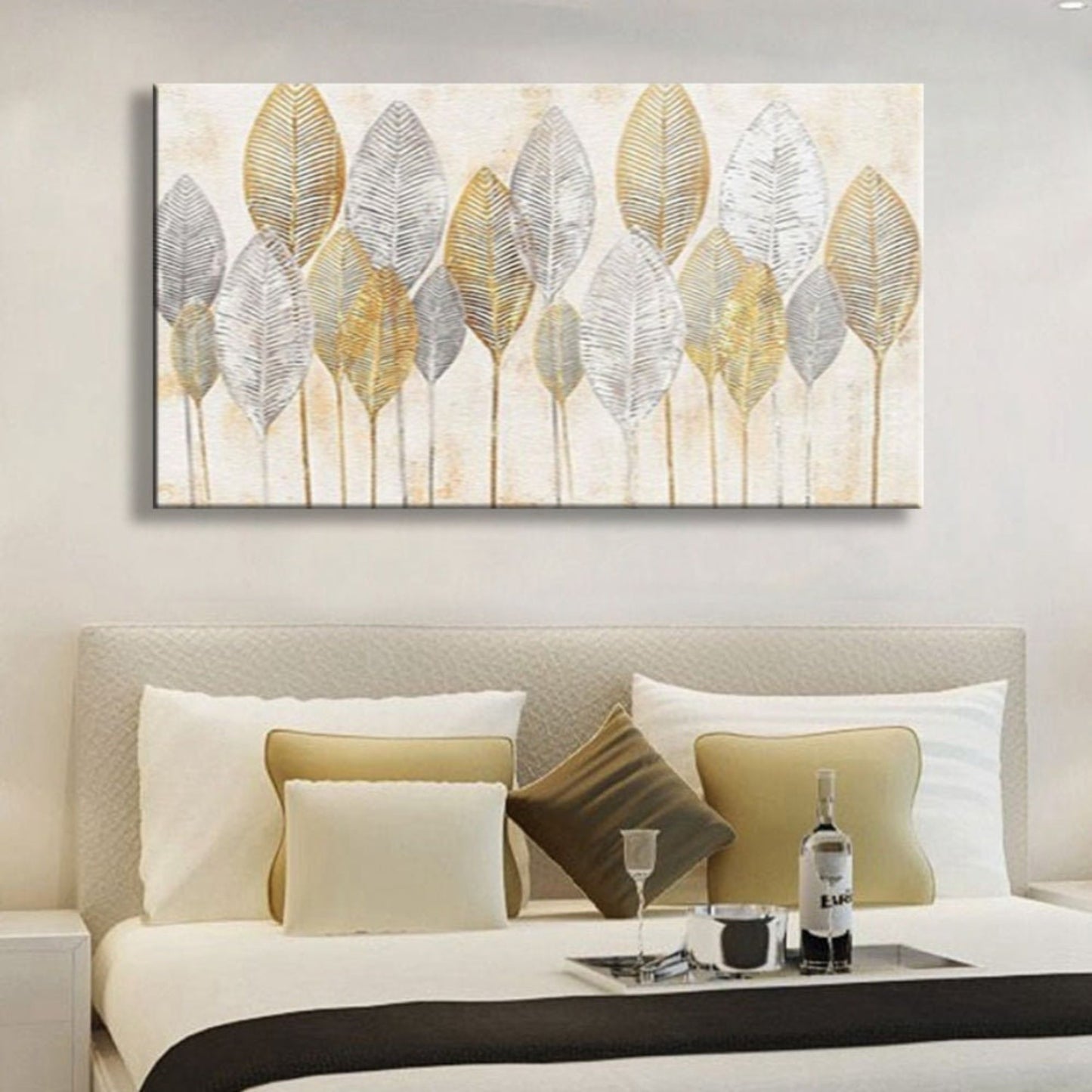 Gold Silver Metal Leaves 100% Hand Painted Artwork