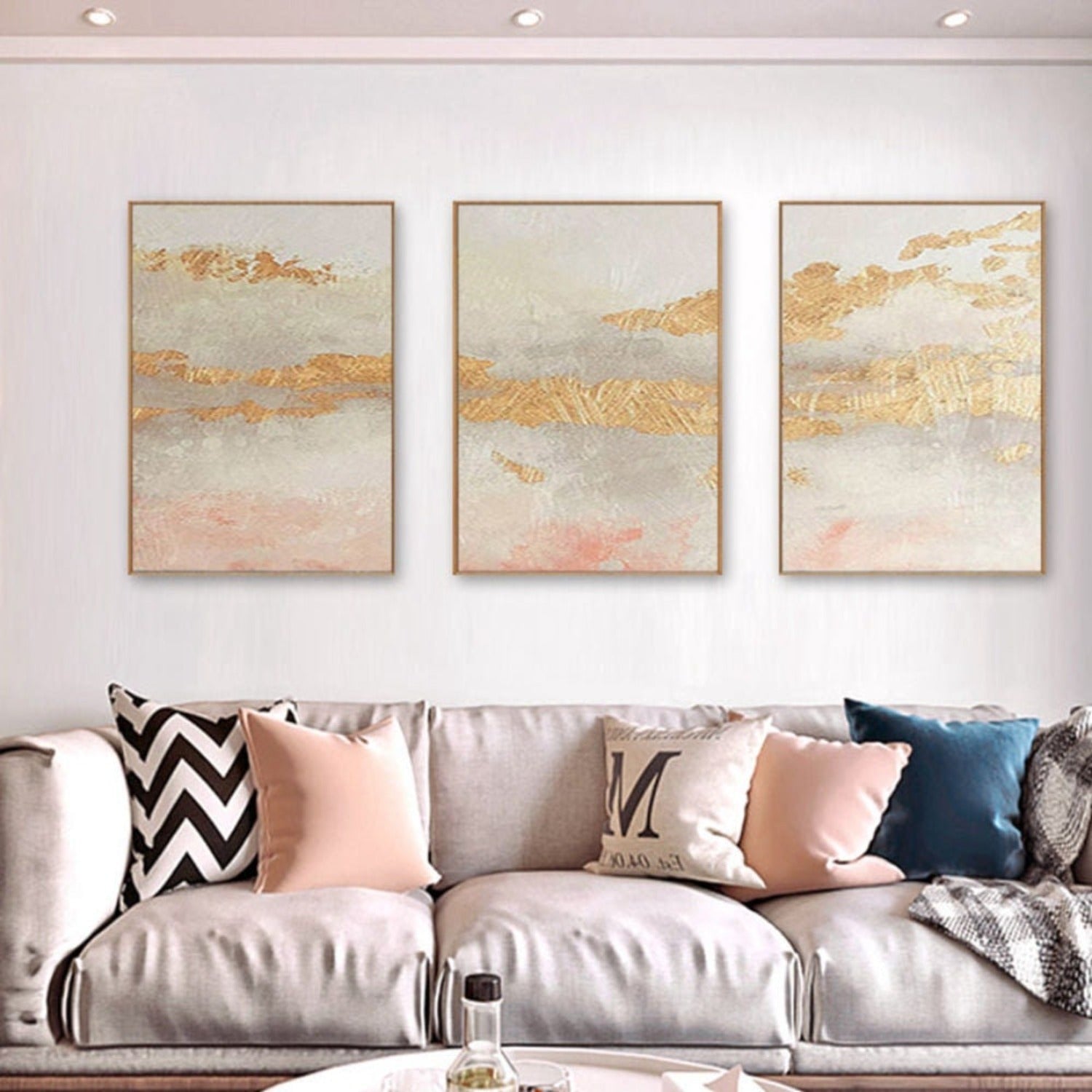Nordic Textured Skyscape Set of 3 Canvas Painting