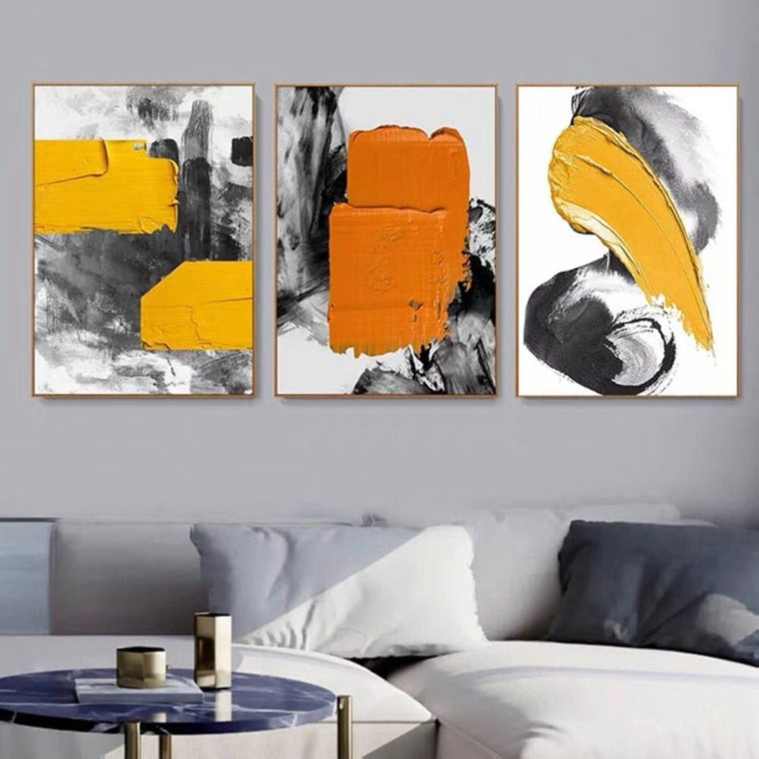 Abstract 3-Panel Hand Painted Heavy Textured Art