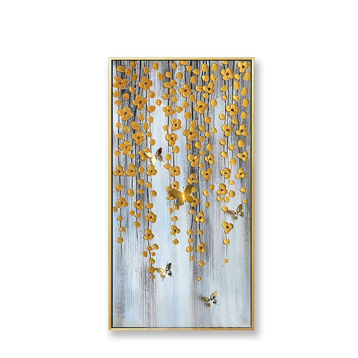 Golden Flowers 100% Hand Painted Wall Hanging Art