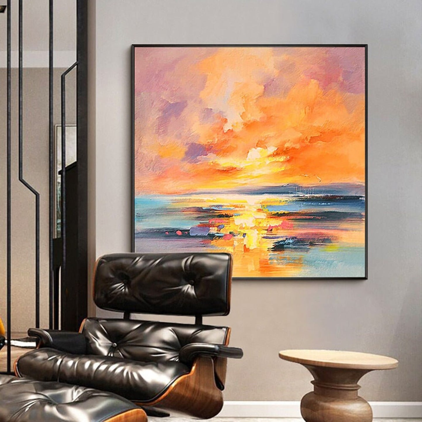 Modern Seascape Acrylic Sunset Landscape Painting