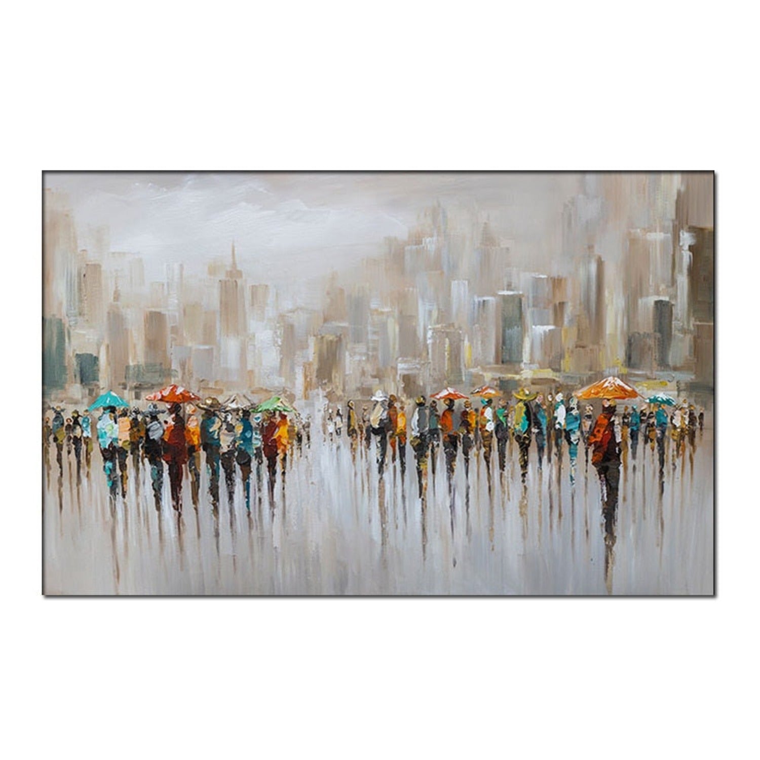 Textured Metropolis City Crowd View Abstract Art