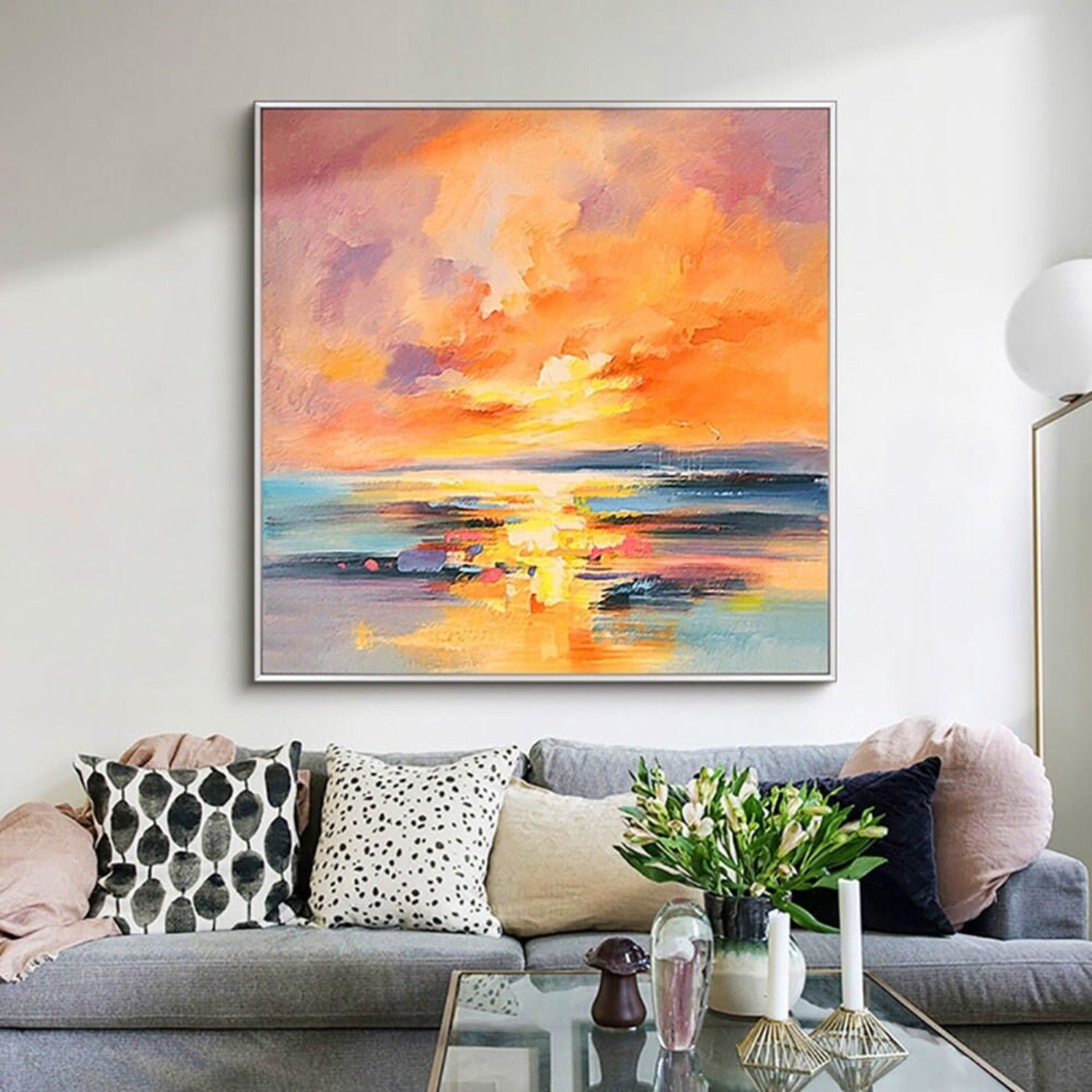 Modern Seascape Acrylic Sunset Landscape Painting