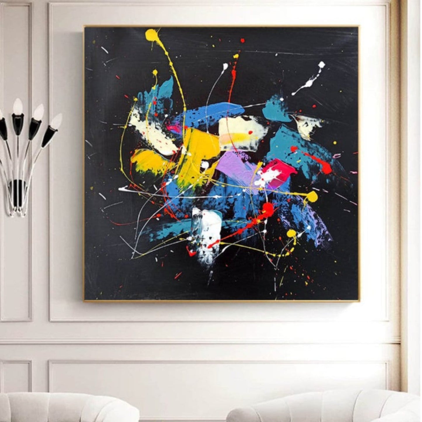 Abstract Black Iconic Jackson Pollock Oil Painting