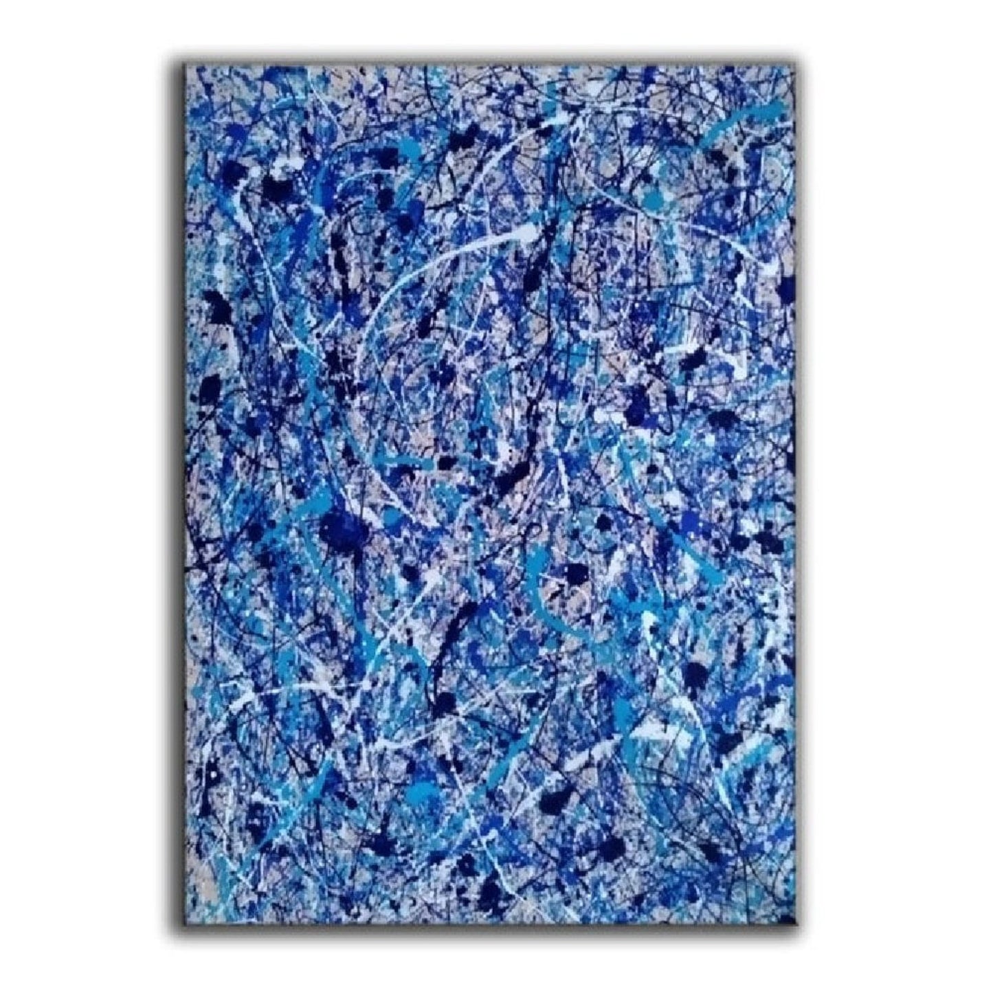 Abstract Blue 100% Hand Painted Pollock Canvas Art