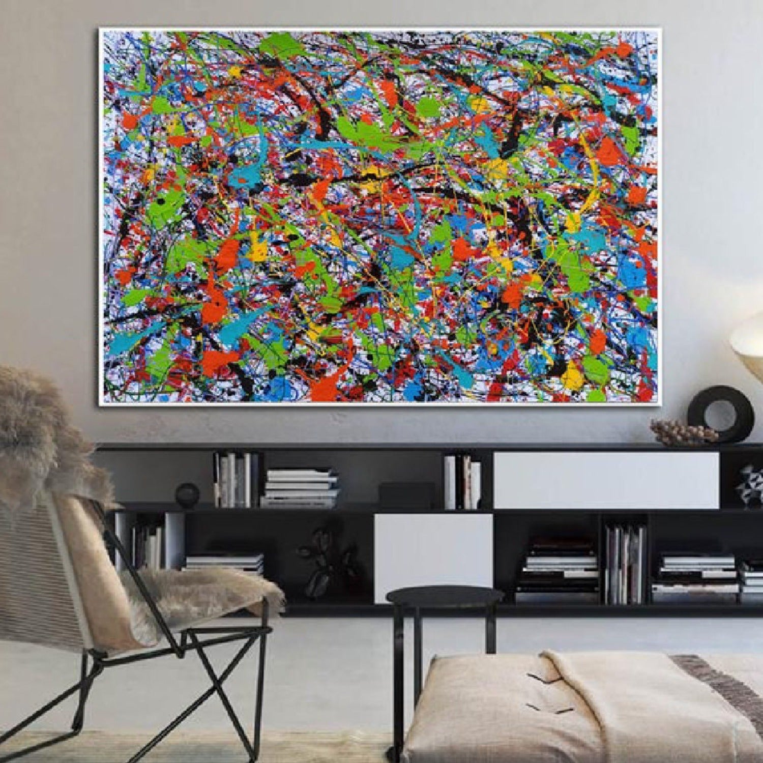 Colourful Pollock Style 100% Hand Painted Wall Art