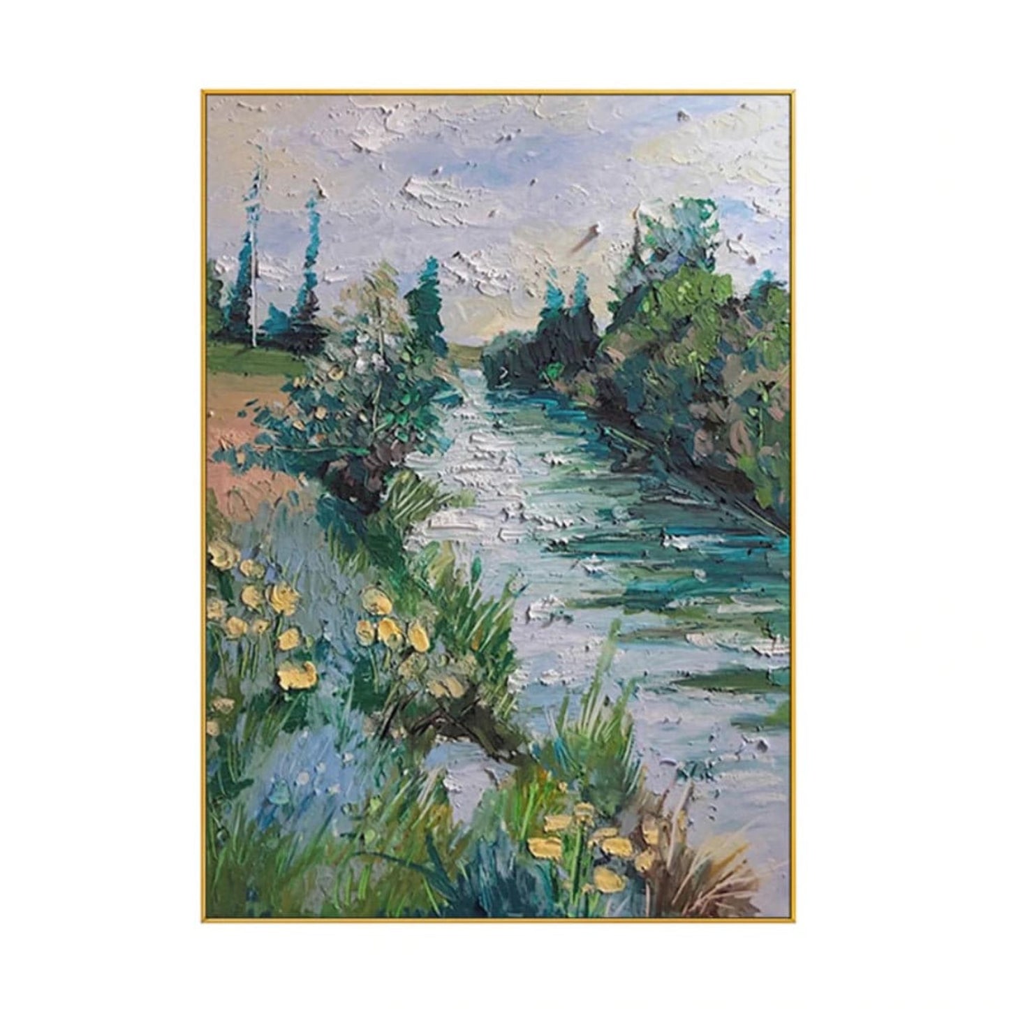 Beautiful River Side 100% Hand Painted Wall Decor
