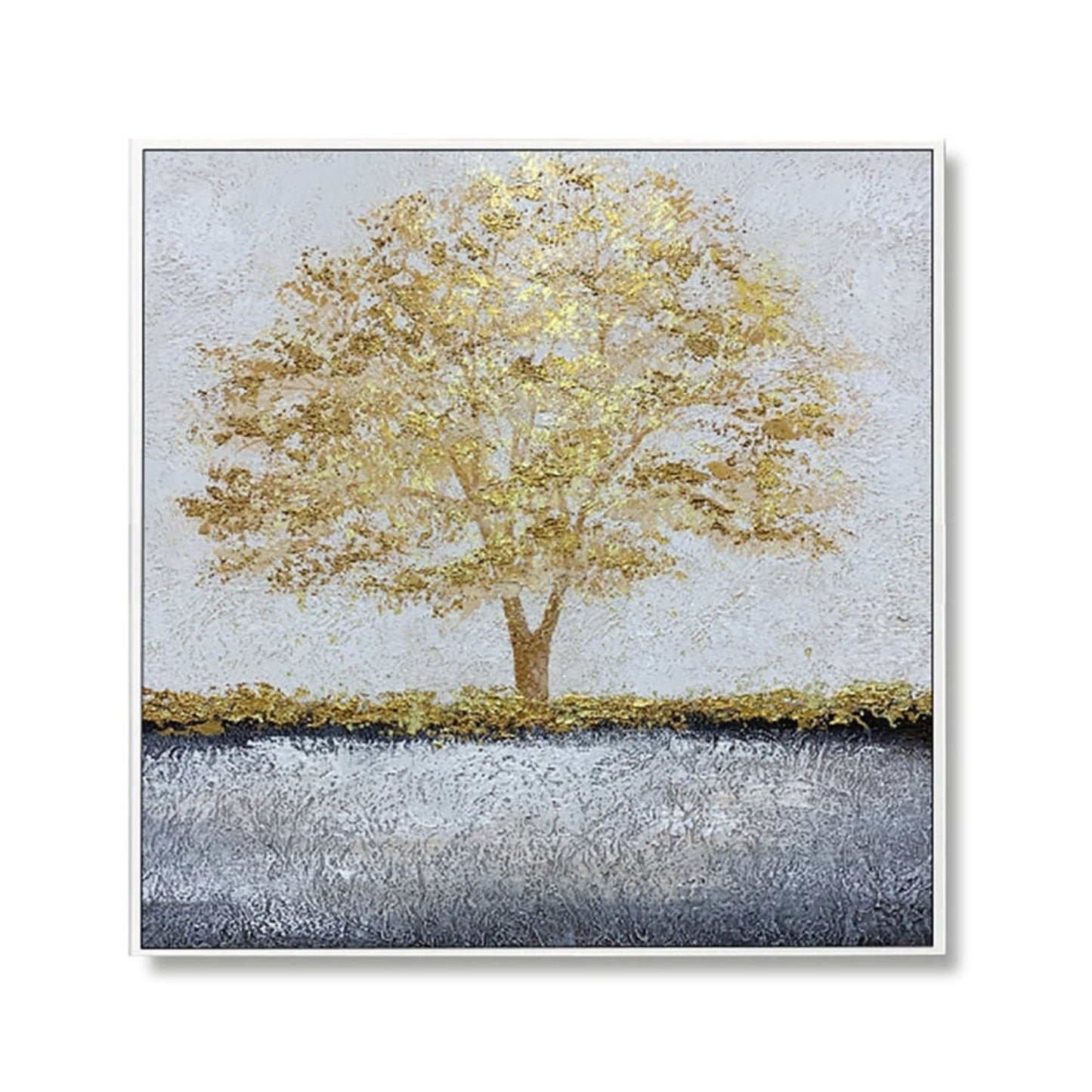 Textured Golden Tree Abstract Landscape Painting
