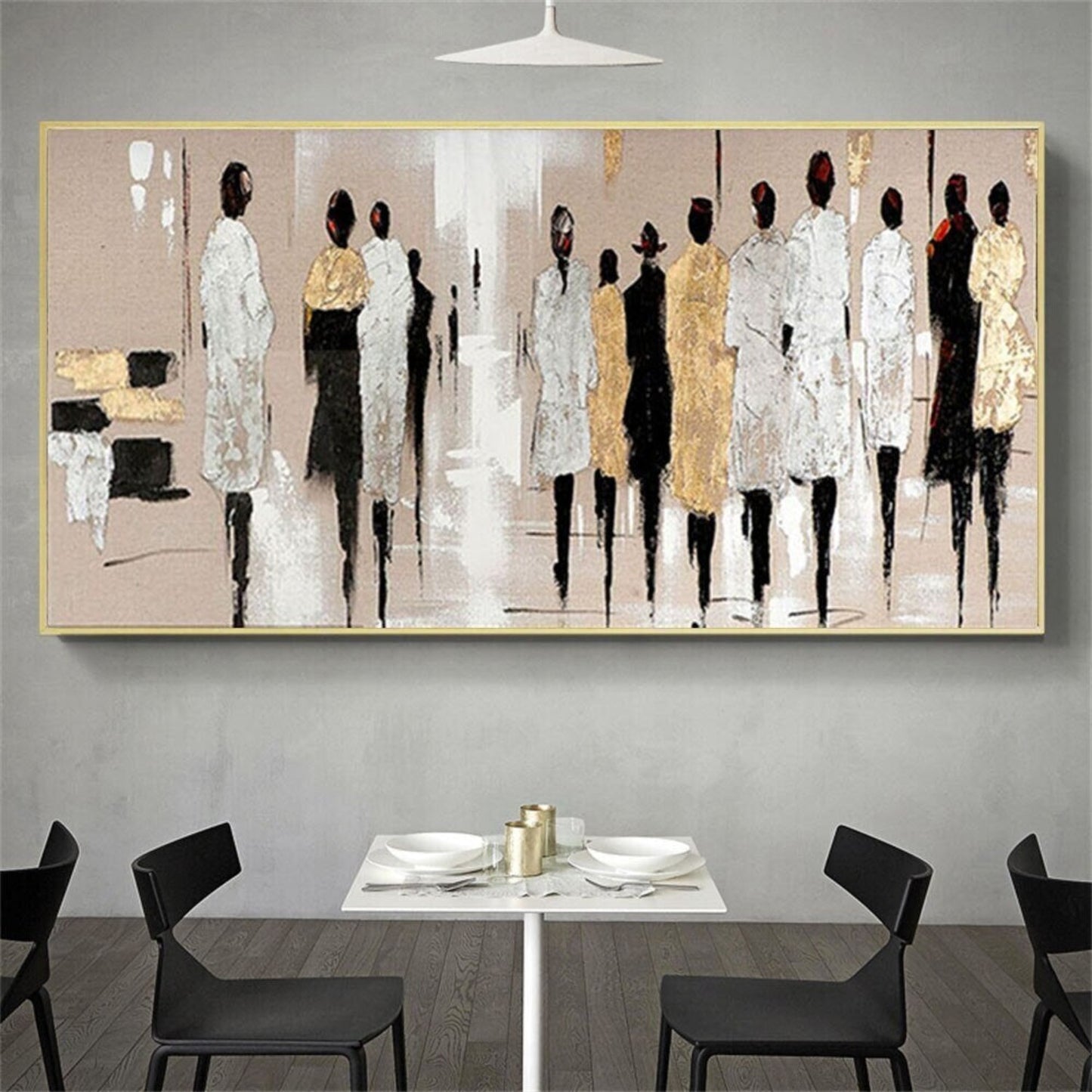 Abstract Crowd of People Walking Acrylic Painting