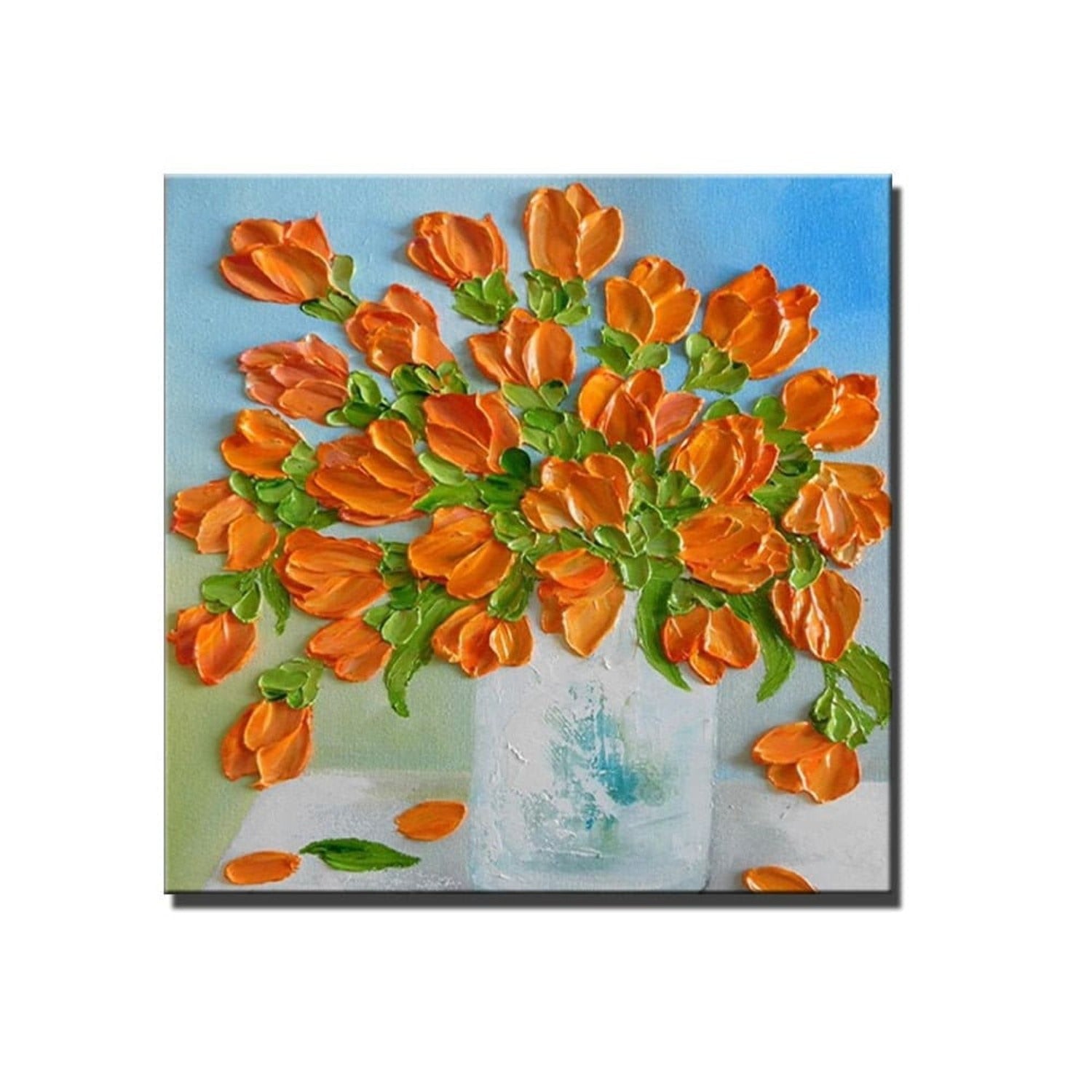 Impasto Tulip Flower Vase Palette Knife Painting