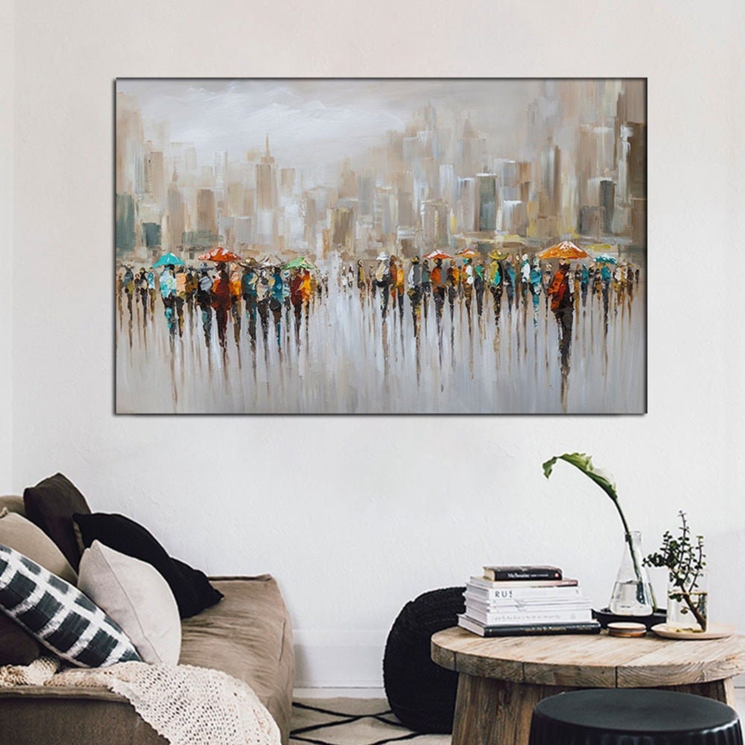 Textured Metropolis City Crowd View Abstract Art