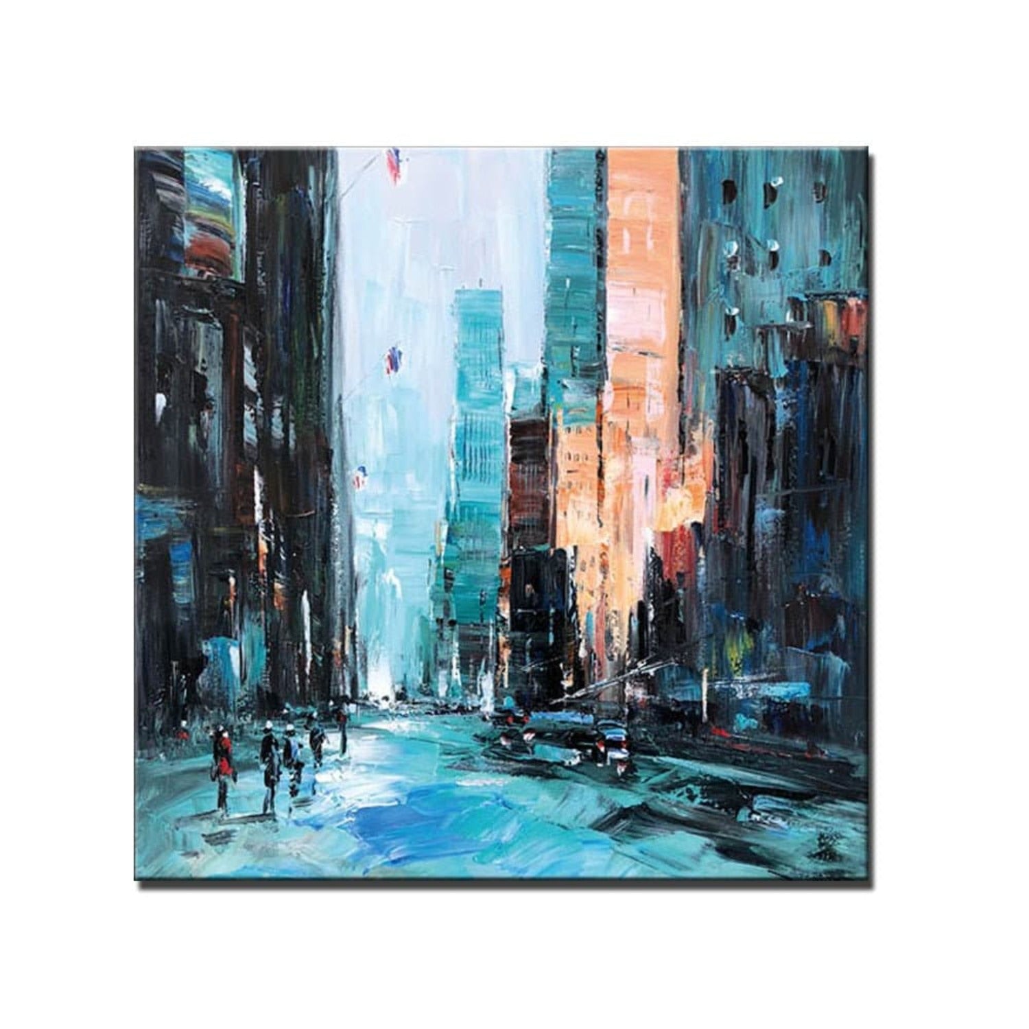 City Street View 100% Hand Painted Abstract Art