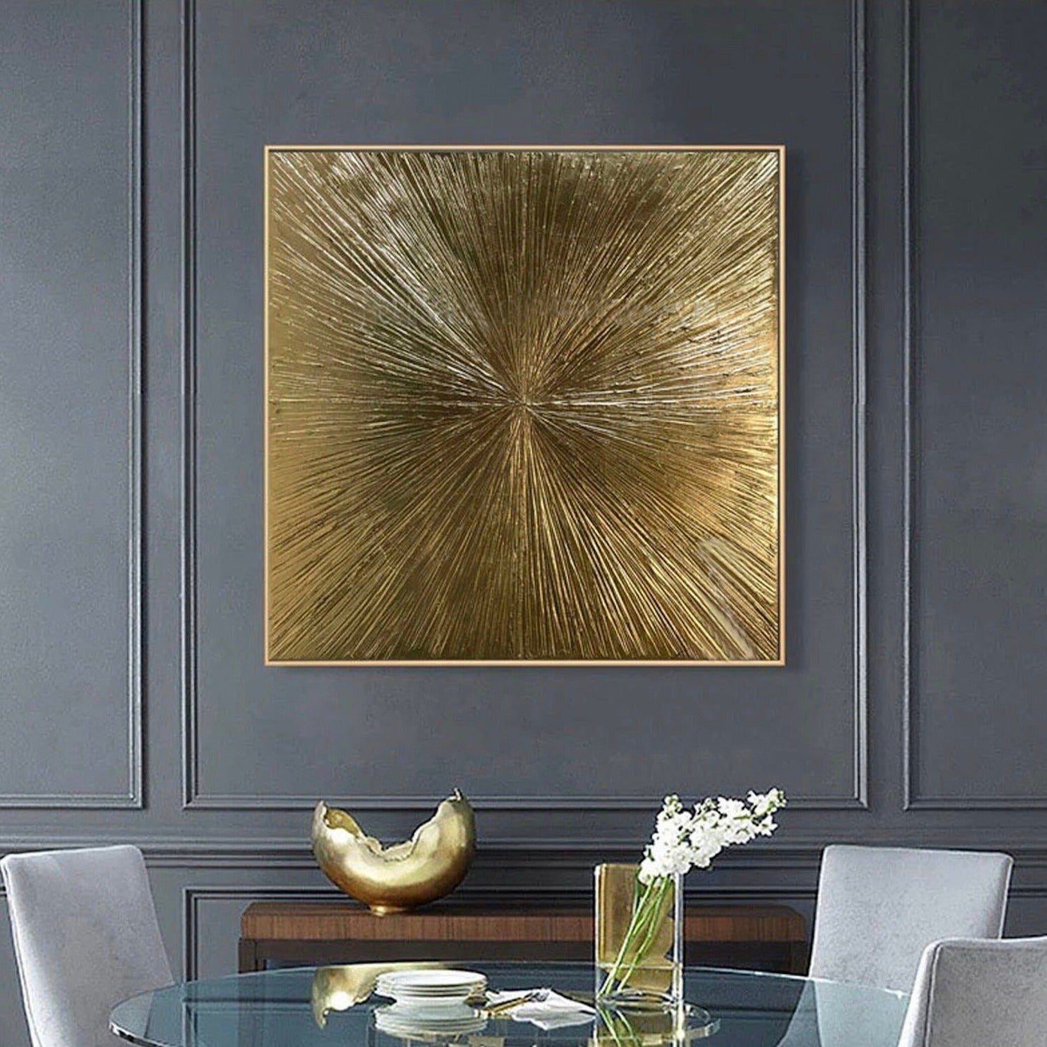 Original Gold Emerging Lines 3D Textured Painting