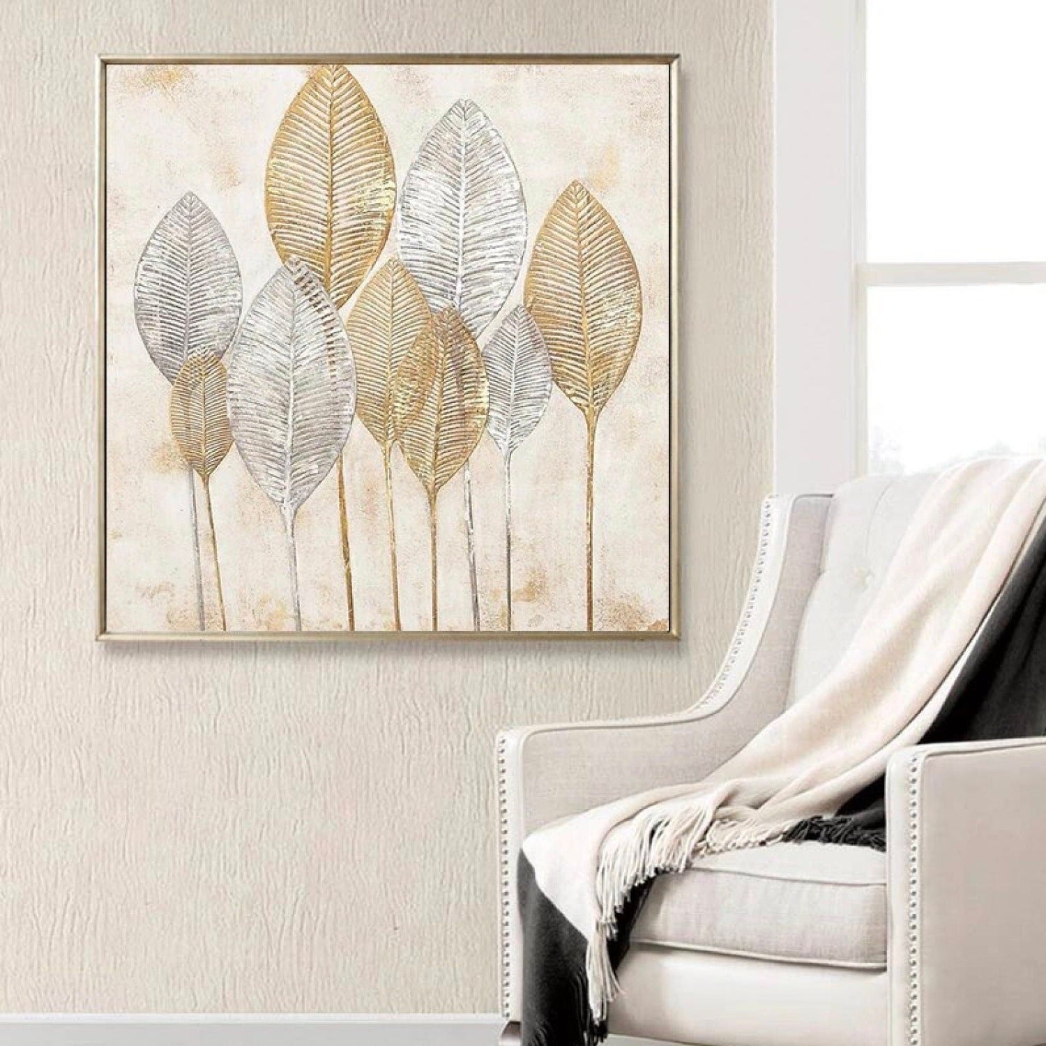 Modern Luxury Gold Silver Leaf Fine Art Painting
