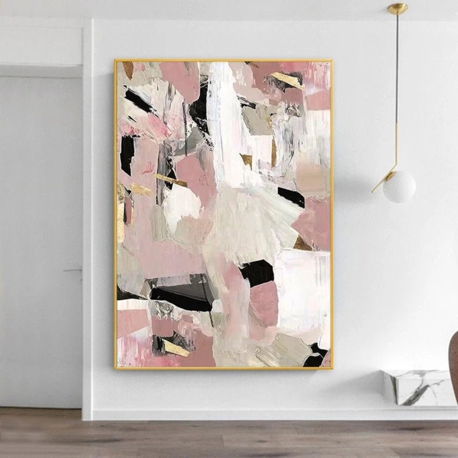 Abstract Light Pink 100% Hand Painted Textured Art