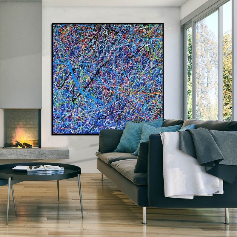 Jackson Pollock Splatter 100% Hand Painted Art | Drip Style Art | Colourful Acrylic Oil Art | Original Abstract Painting | Contemporary Art