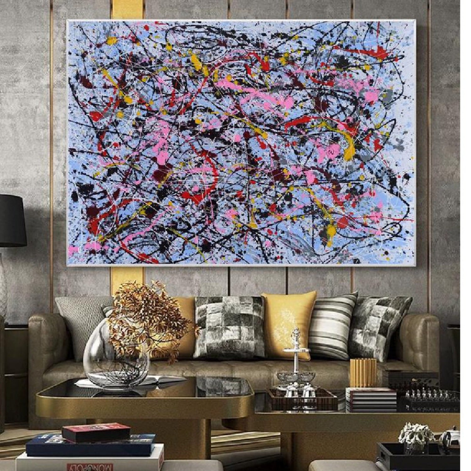 Jackson Pollock Style Unique Abstract Oil Painting