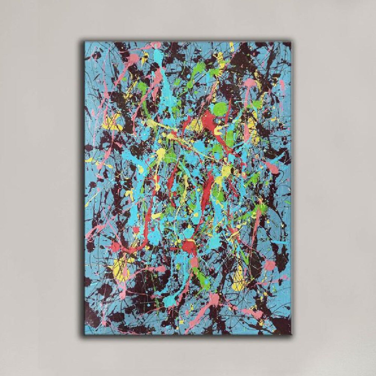 Jackson Pollock Modern Blue Splatter Oil Painting