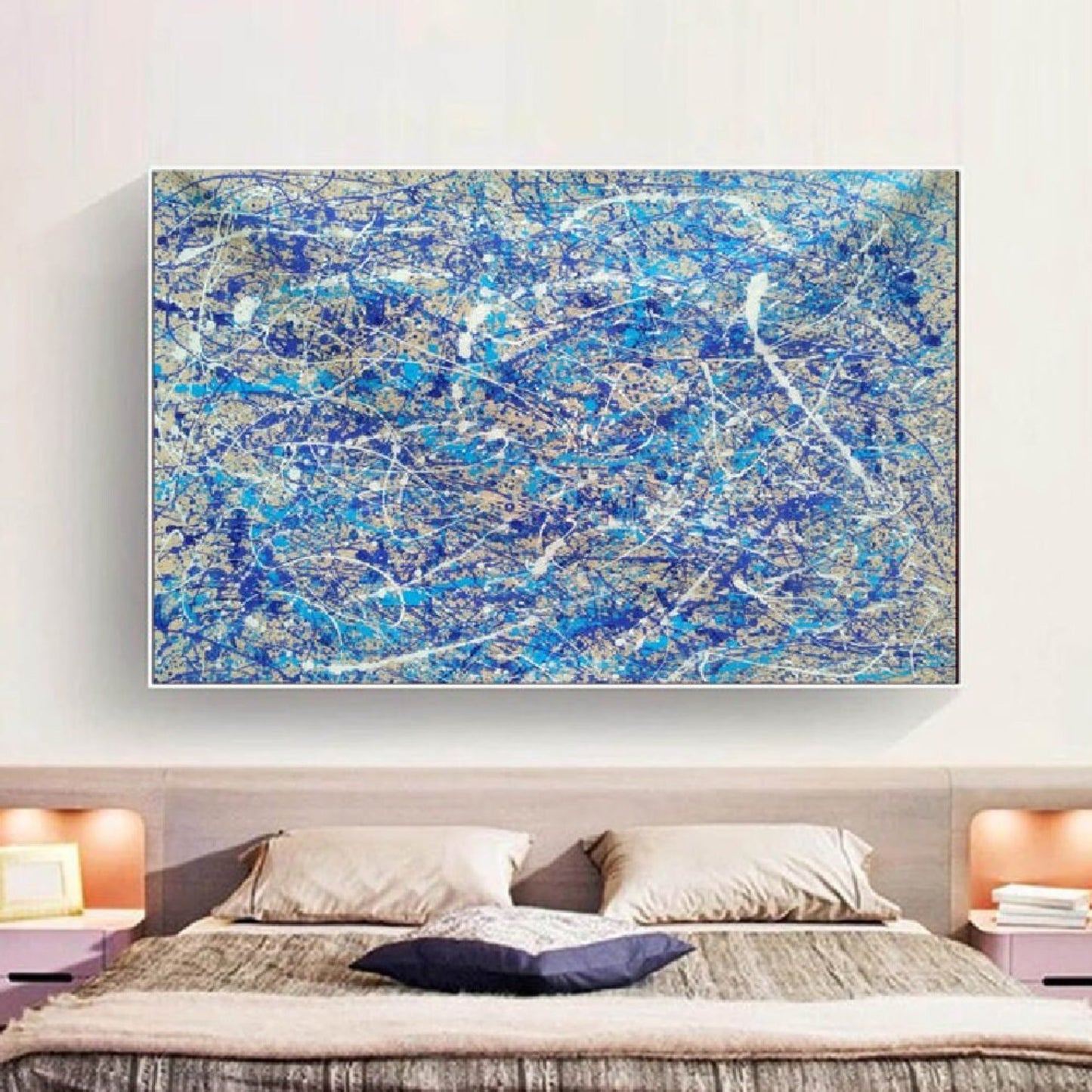 Jackson Pollock Inspired Blue Acrylic Modern Art