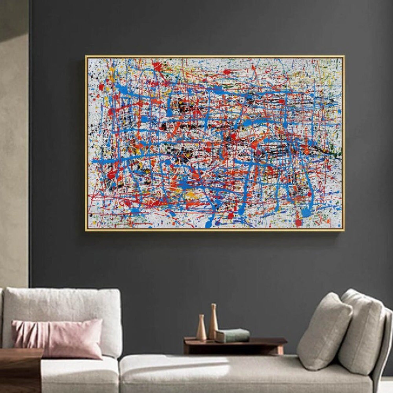 Abstract Multicolour 100% Hand Painted Drip Art