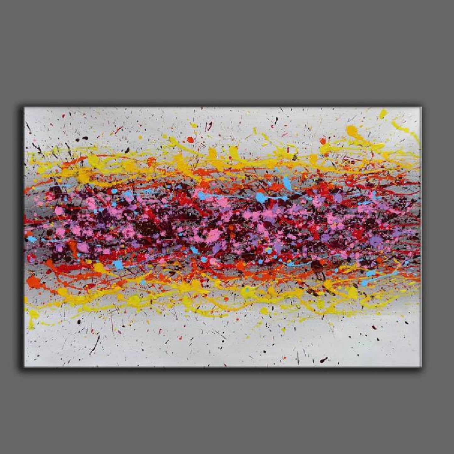 Acrylic Red Pollock Dripping Original Oil Painting