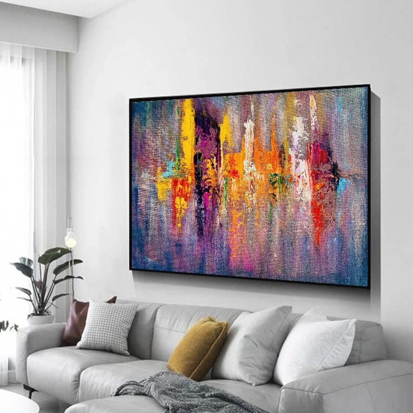 Modern Cityscape 100% Hand Painted Abstract Art