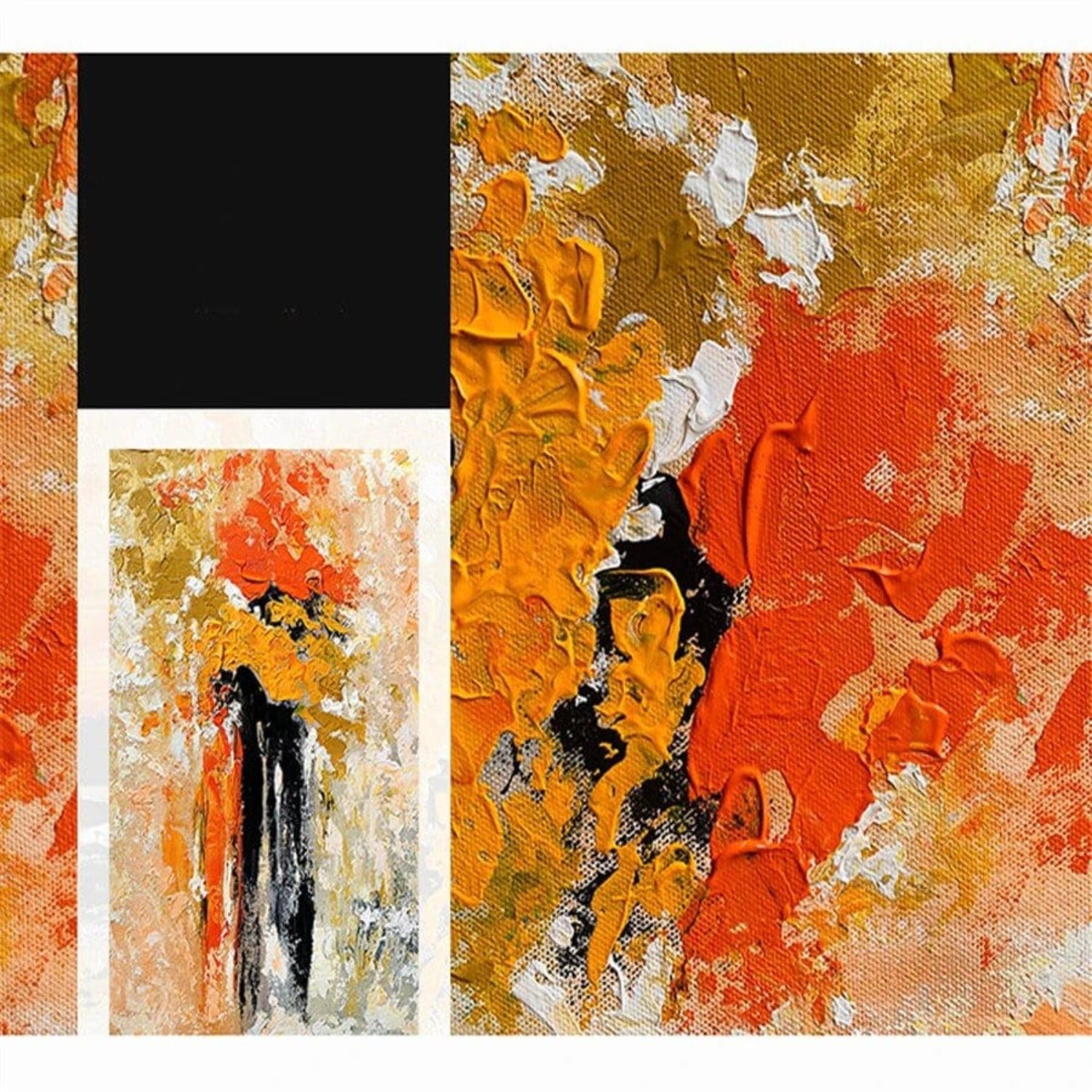 Abstract Warm Colour 3D Heavy Textured Painting
